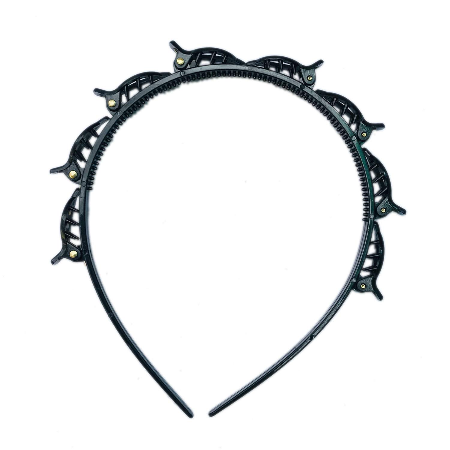 GadinFashion™ Women's Double Layer Twist Headbands - Korean Style Hollow Hair Hoop for Braiding & Styling (Pack of 1, Black) - Perfect for Everyday Wear, Workouts & Fashion Accessories