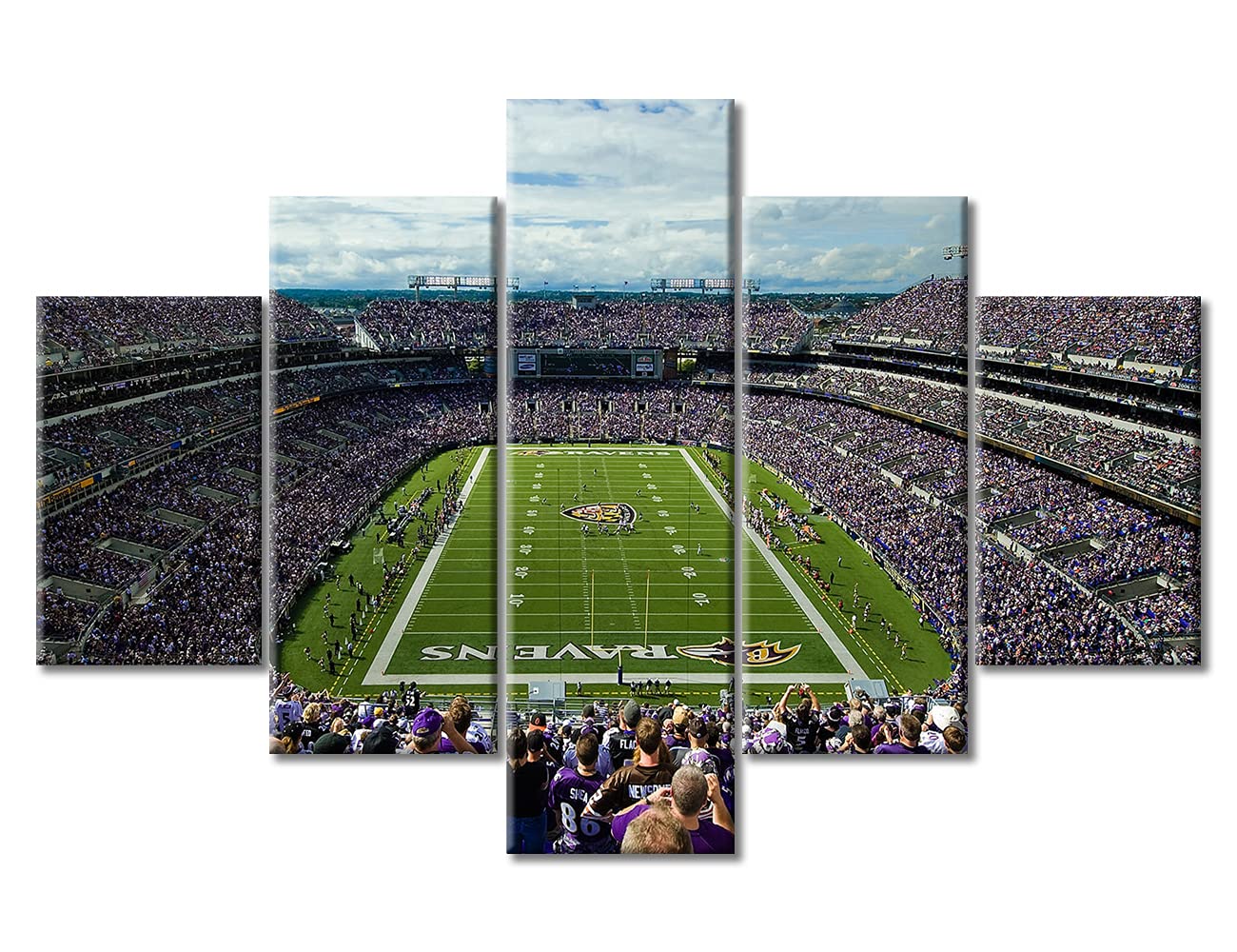 5 Panel Canvas Wall Art - M&T Bank Stadium American Football Painting, Modern Home Decor, Wooden Framed & Ready to Hang (60