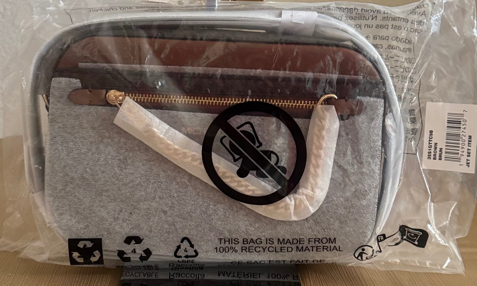 Michael Kors Jet Set Large Logo Crossbody Bag for Women & Men - Zip Closure & Chain Strap - Perfect for Travel, Work & Everyday Use