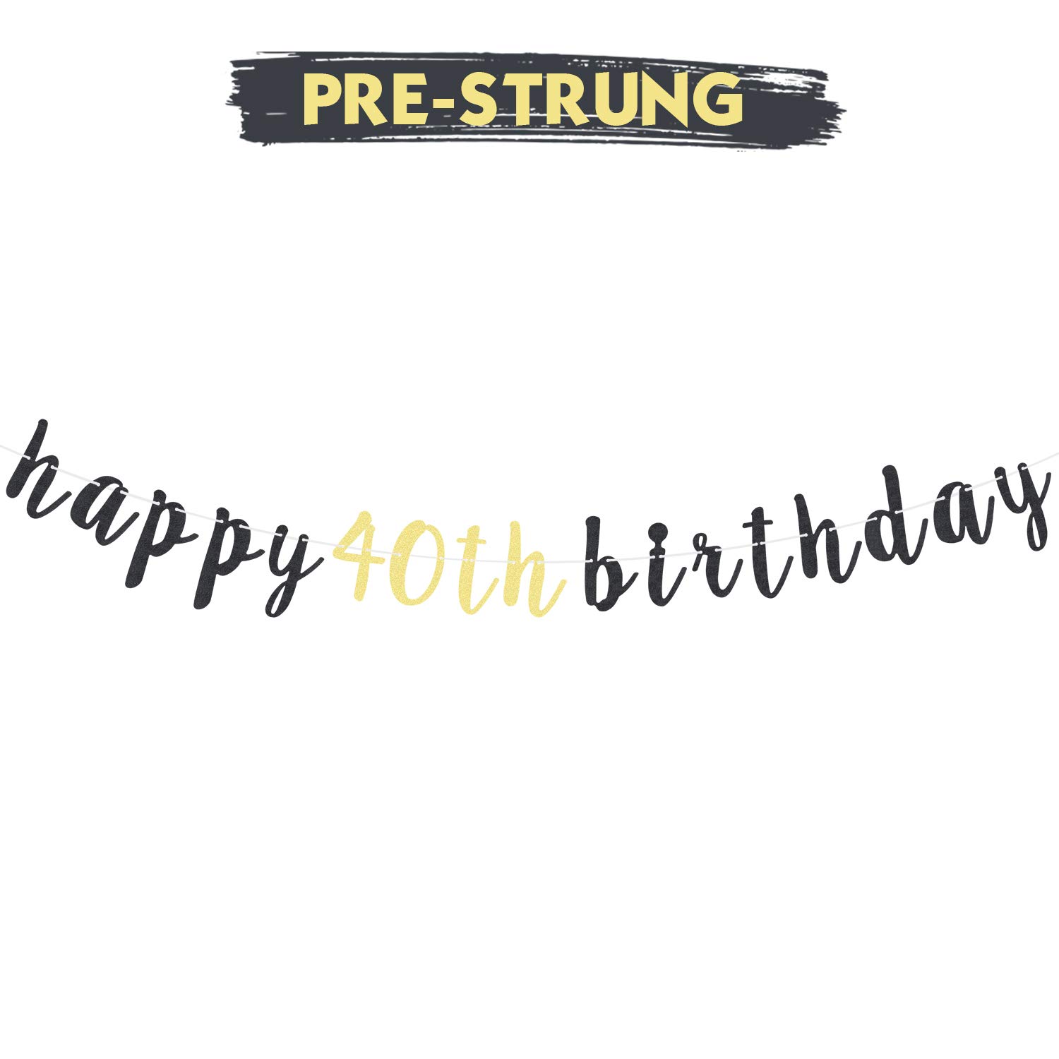 Happy 40th Birthday Party Decorations Set - Gold Glitter Garland Banner & Backdrop Sign for 'Cheers to Forty Years' Celebration | Perfect for Milestone Birthday Parties, Anniversary Events & Photo Booth Backgrounds