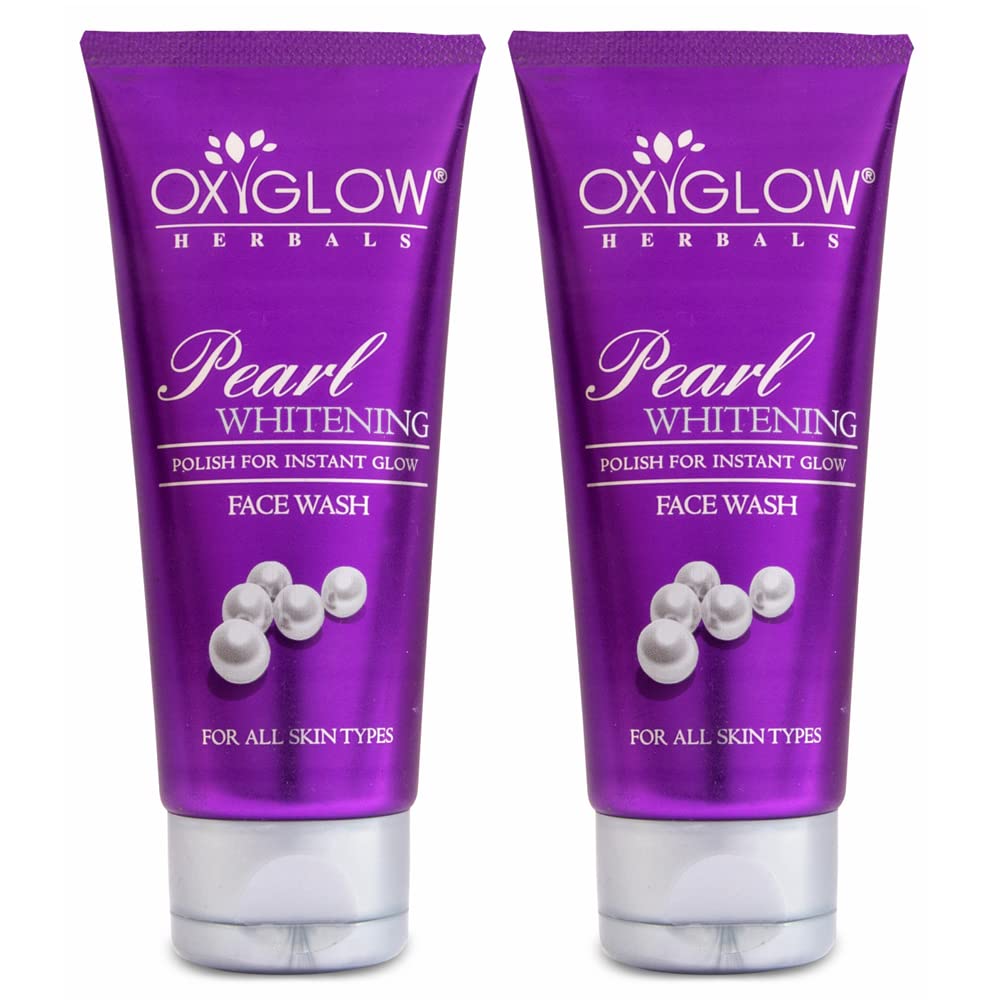 OxyGlow Herbals Pearl Whitening Face Wash 100g - Brightening Cleanser for Glowing Skin, Evens Skin Tone, Anti-Aging | Whitening & Moisturizing Facial Wash | Nourishes & Restores Moisture | Suitable for All Skin Types (Pack of 2) | Perfect for Daily Skincare Routine & Achieving Radiant Complexion