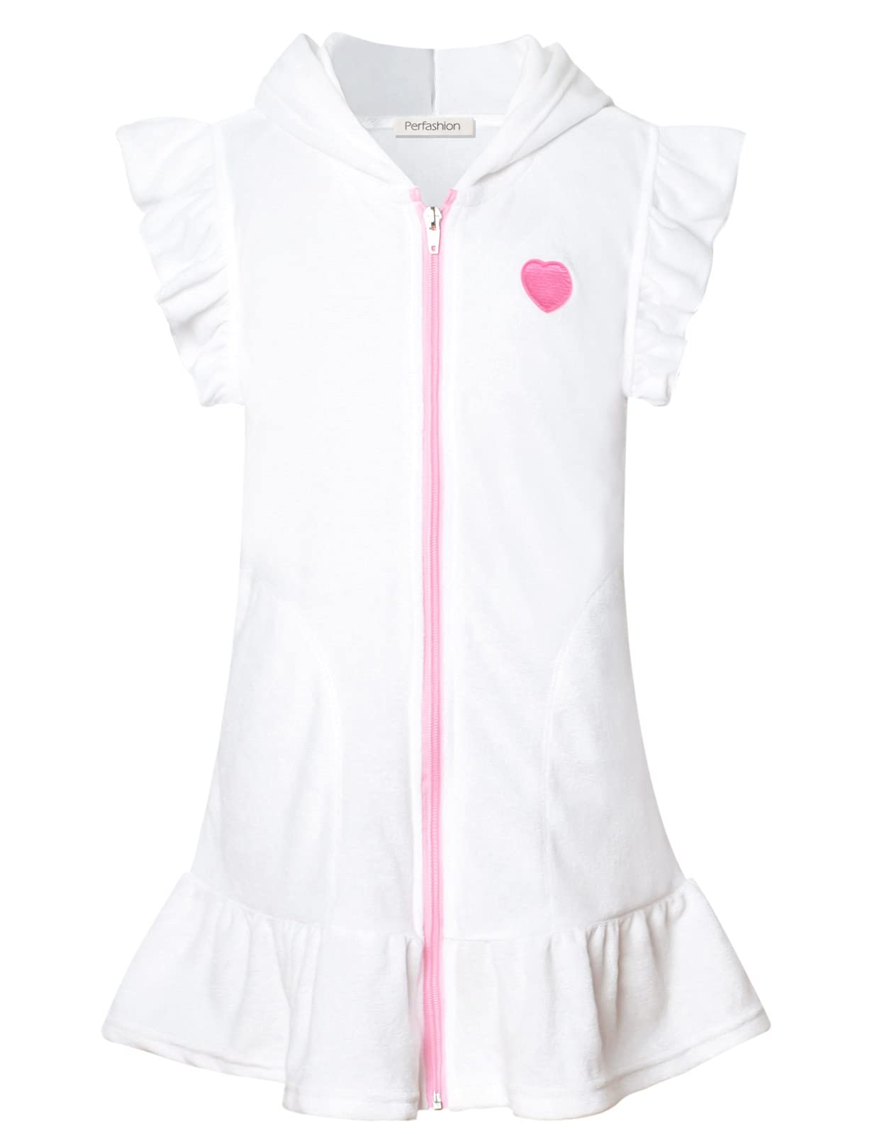Perfashion Girls Terry Swim Cover Up Hooded Zip-Up Beachwear - Perfect for Pool, Beach, and Summer Vacation Outfits