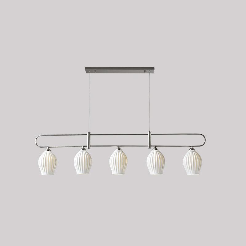 Modern Fin Pendant Light - Adjustable Hanging Ceiling Lamp for Kitchen Island, Dining Room & Bedroom | Industrial Style Lighting Fixture with Vintage Edison Bulbs