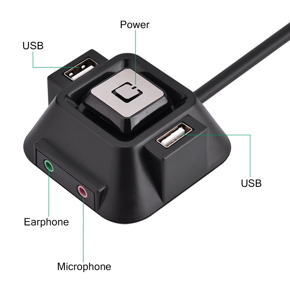Yosoo Desktop PC Case Switch with USB Ports, Power Reset, Audio & Microphone Port - Computer Power Supply & HDD Switch for DIY PC Builds and Gaming Rigs