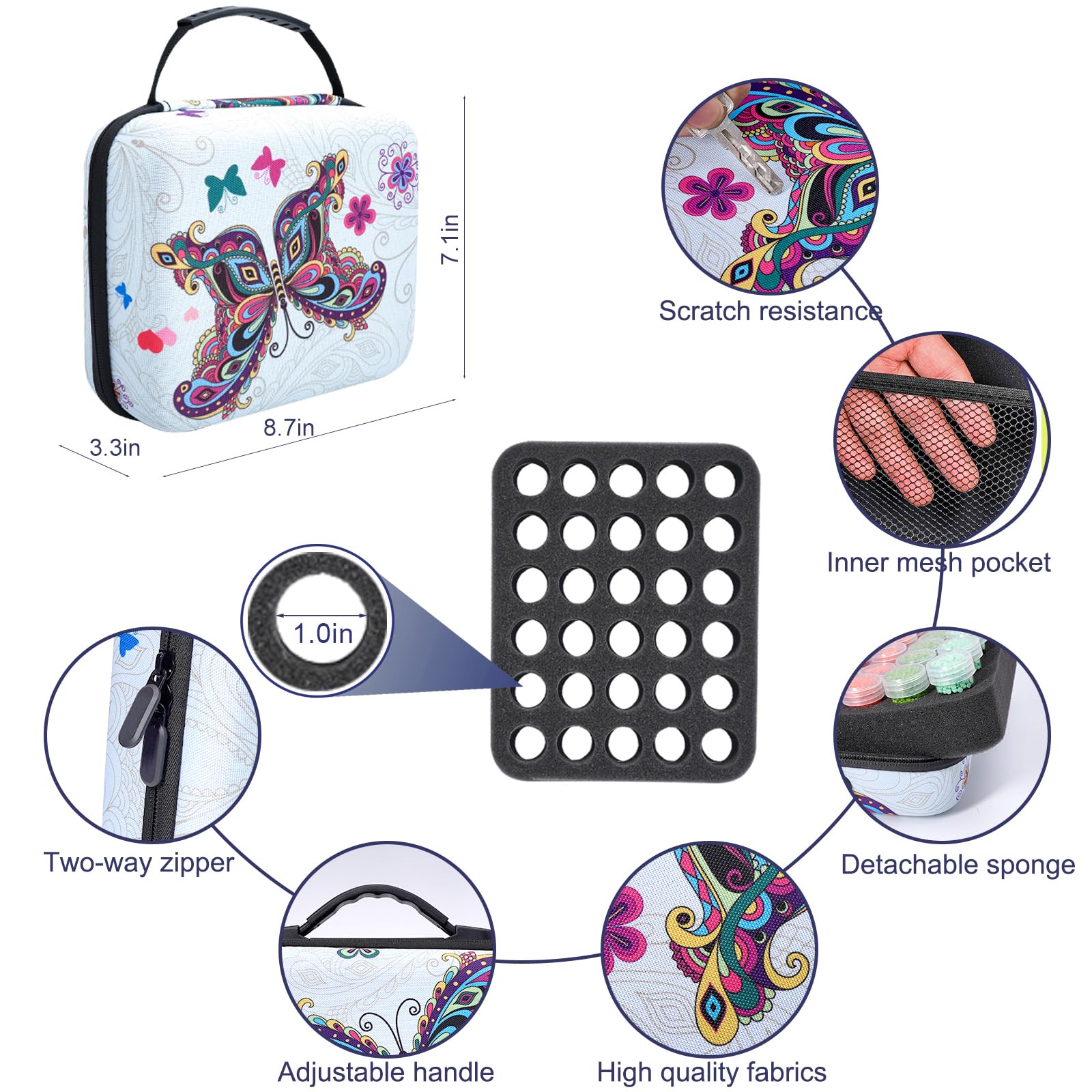 MoeeBtee 30 Slots Diamond Painting Storage Box with Tools - Organize Diamond Art, Craft Beads & Jewelry - Portable Craft Storage Container for DIY Enthusiasts (Butterfly Design) | Perfect for Home, Travel & Gift Giving