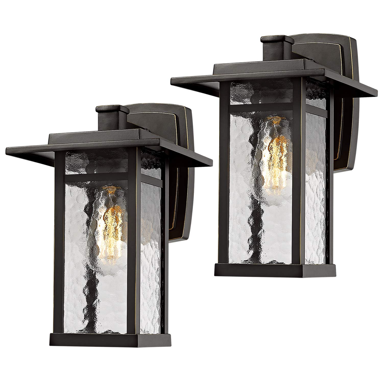 Beionxii 14inch Outdoor Wall Lights - Dusk to Dawn Exterior Porch Lighting Fixtures for House Front Door, Garage, Patio - Oil Rubbed Bronze Finish - Weatherproof & Energy Efficient (2 Pack) - Perfect for Home Security and Landscape Illumination