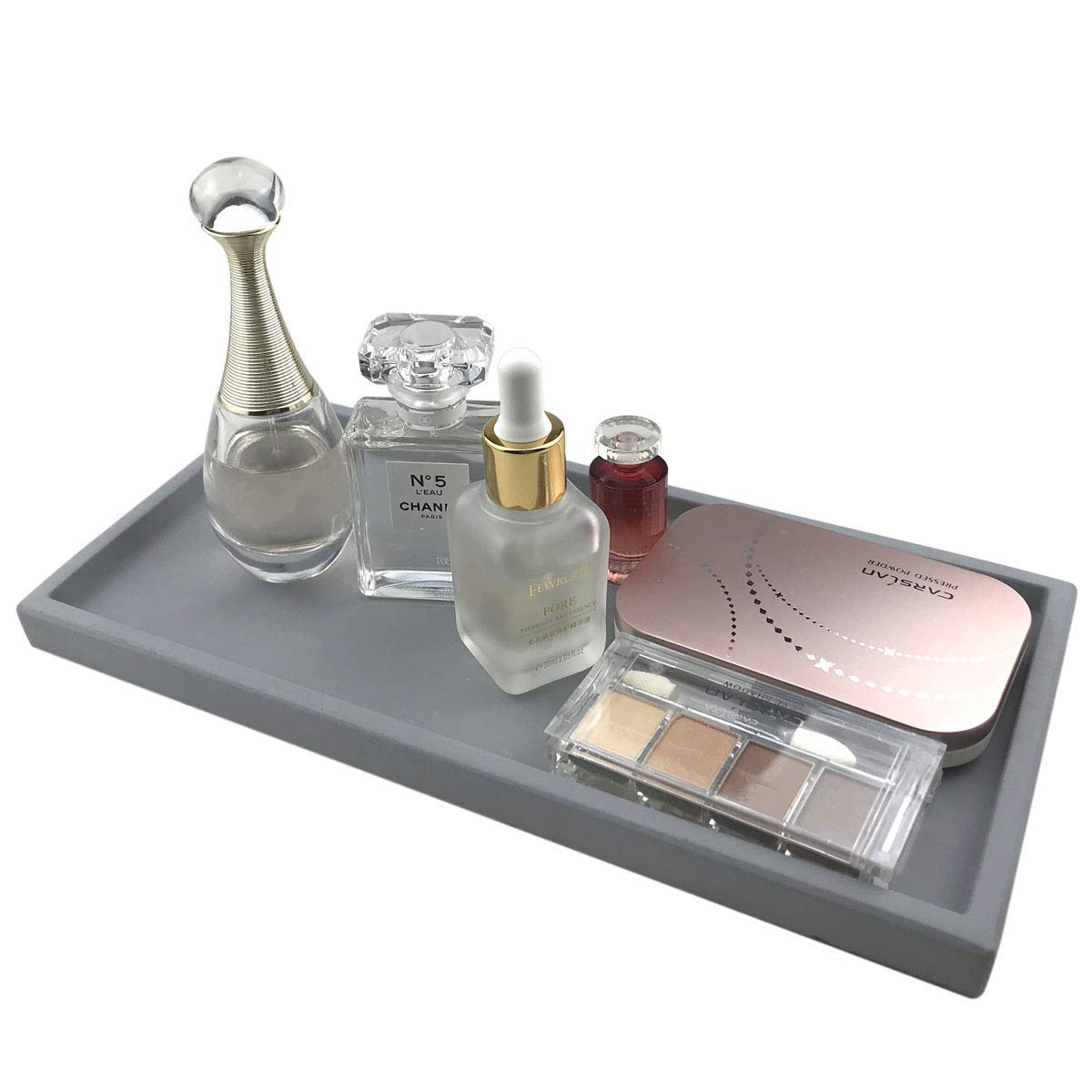FREELOVE Stainless Steel Decorative Tray & Concrete Serving Tray Set - Modern Home Decor for Dining, Kitchen, Coffee Table & Party Serving - Elegant Display for Fruits, Cheese, Candles & Entertaining
