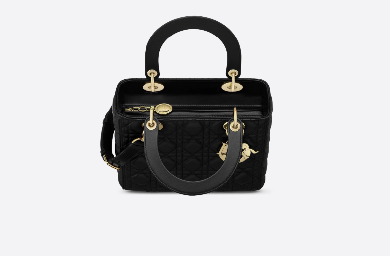 Lady Dior Lambskin Handbag in Black | Luxury Designer Shoulder Bag for Women | Perfect for Evening Parties & Special Occasions