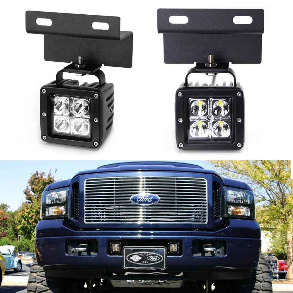 40W LED Pod Lights with Fog Light Bracket & Wiring Kit - Compatible with 2005-2007 Ford F250 F350 F450 Excursion - Off-Road, Fog, Work Light for Trucks & SUVs
