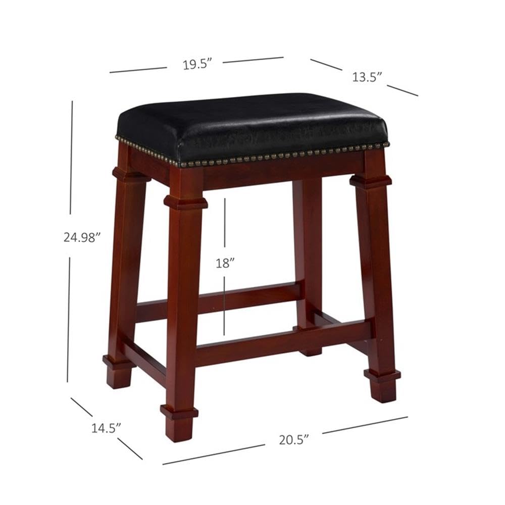 2-Piece Cherry Brown Wood Counter Stool Set 24