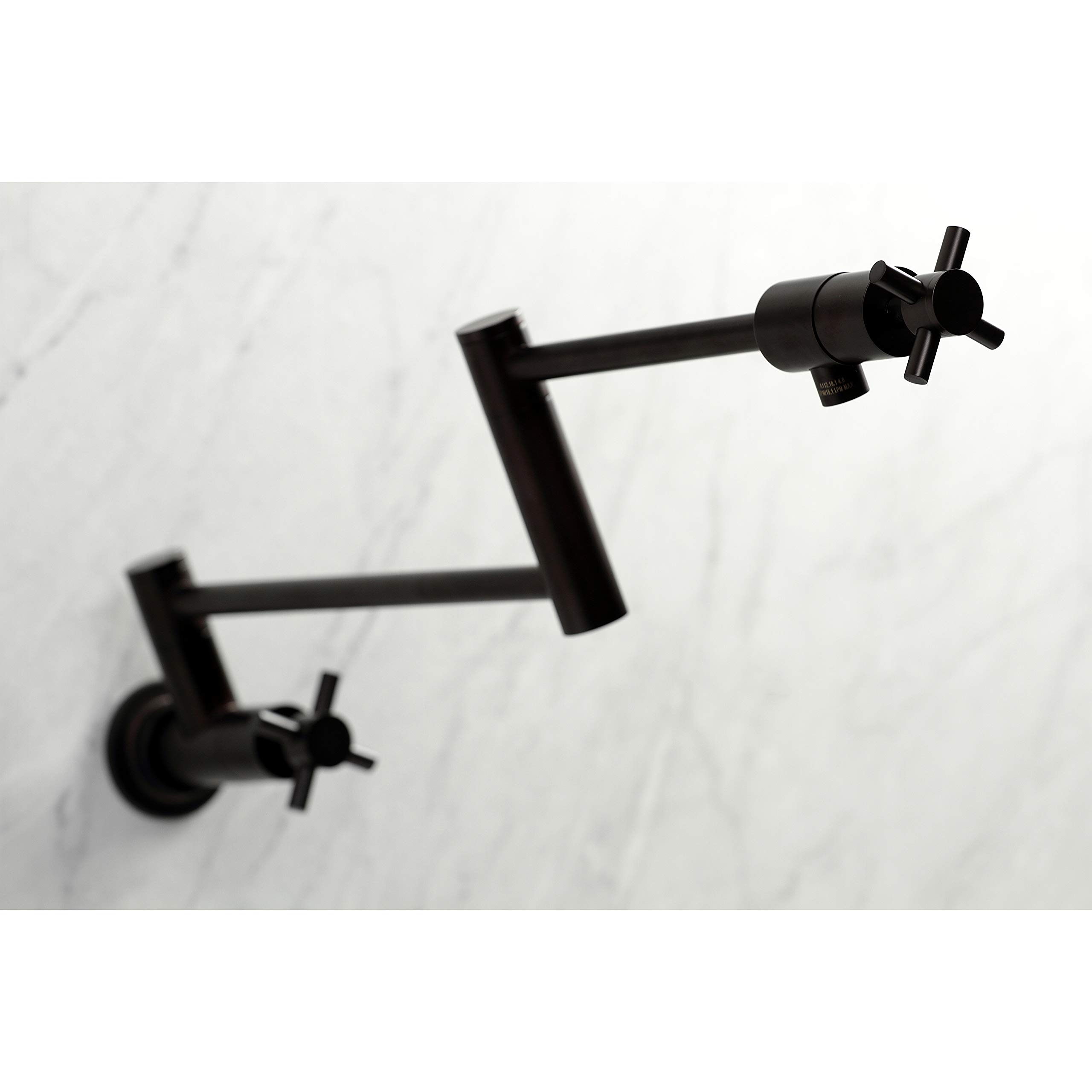 Kingston Brass KS4105DX Concord Pot Filler in Oil Rubbed Bronze - Wall-Mounted Kitchen Faucet for Easy Stovetop Cooking & Large Pot Filling