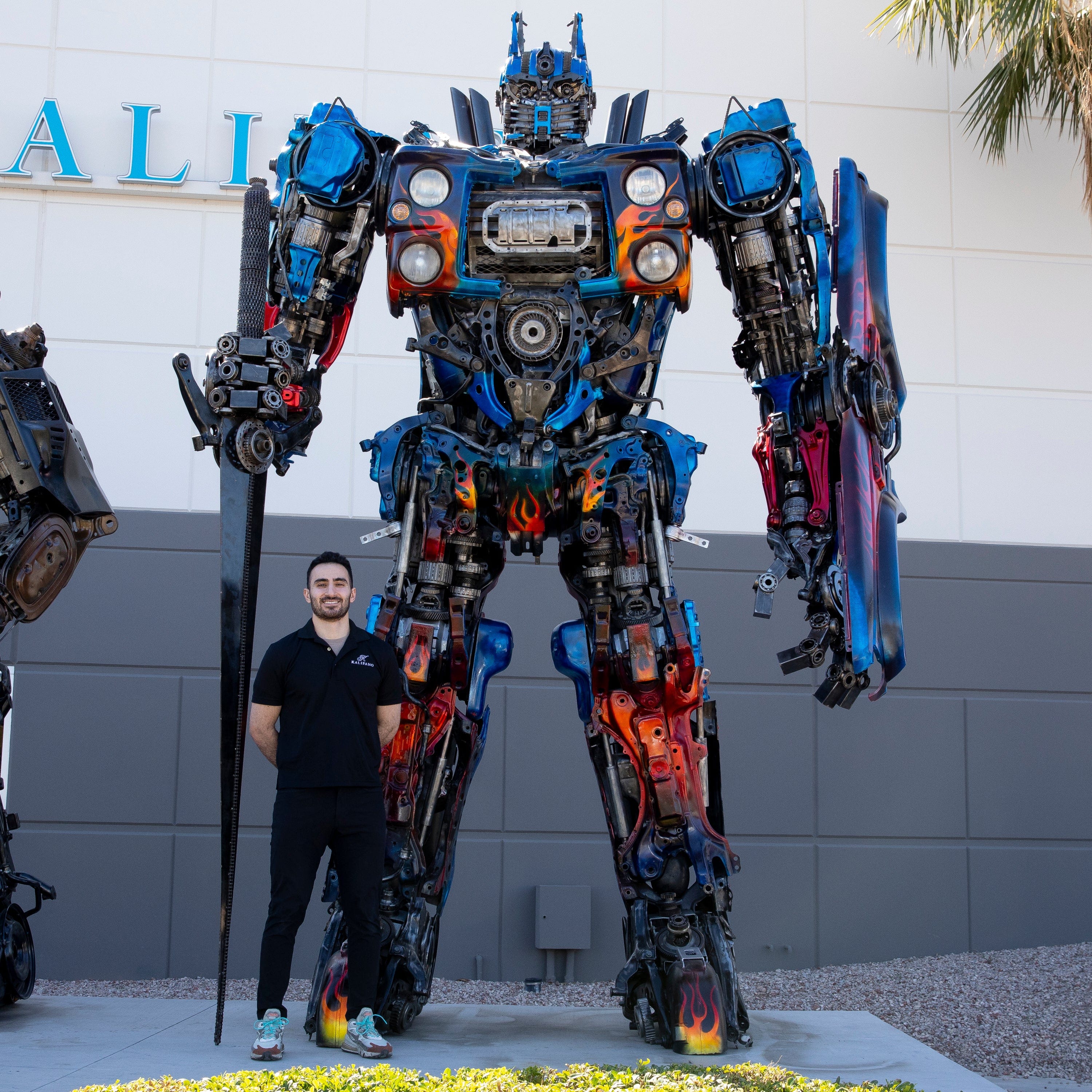 Optimus Prime Inspired Recycled Metal Art Sculpture - Transformers Collectible, Home Decor, Gift for Fans - Perfect for Man Cave, Office Display & Geek Culture Enthusiasts