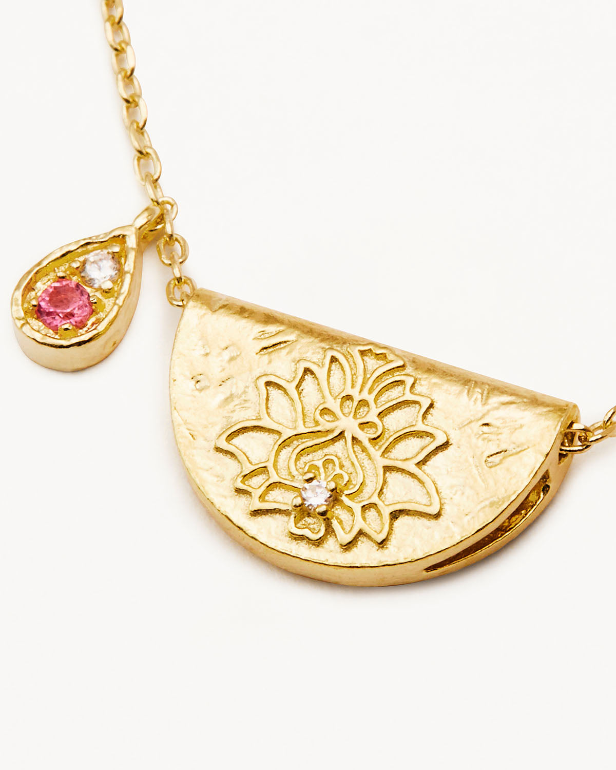 18K Gold Vermeil Lotus Birthstone Necklace - October Birthstone Pink Tourmaline Jewelry for Women | Perfect Gift for Birthday, Anniversary & Special Occasions
