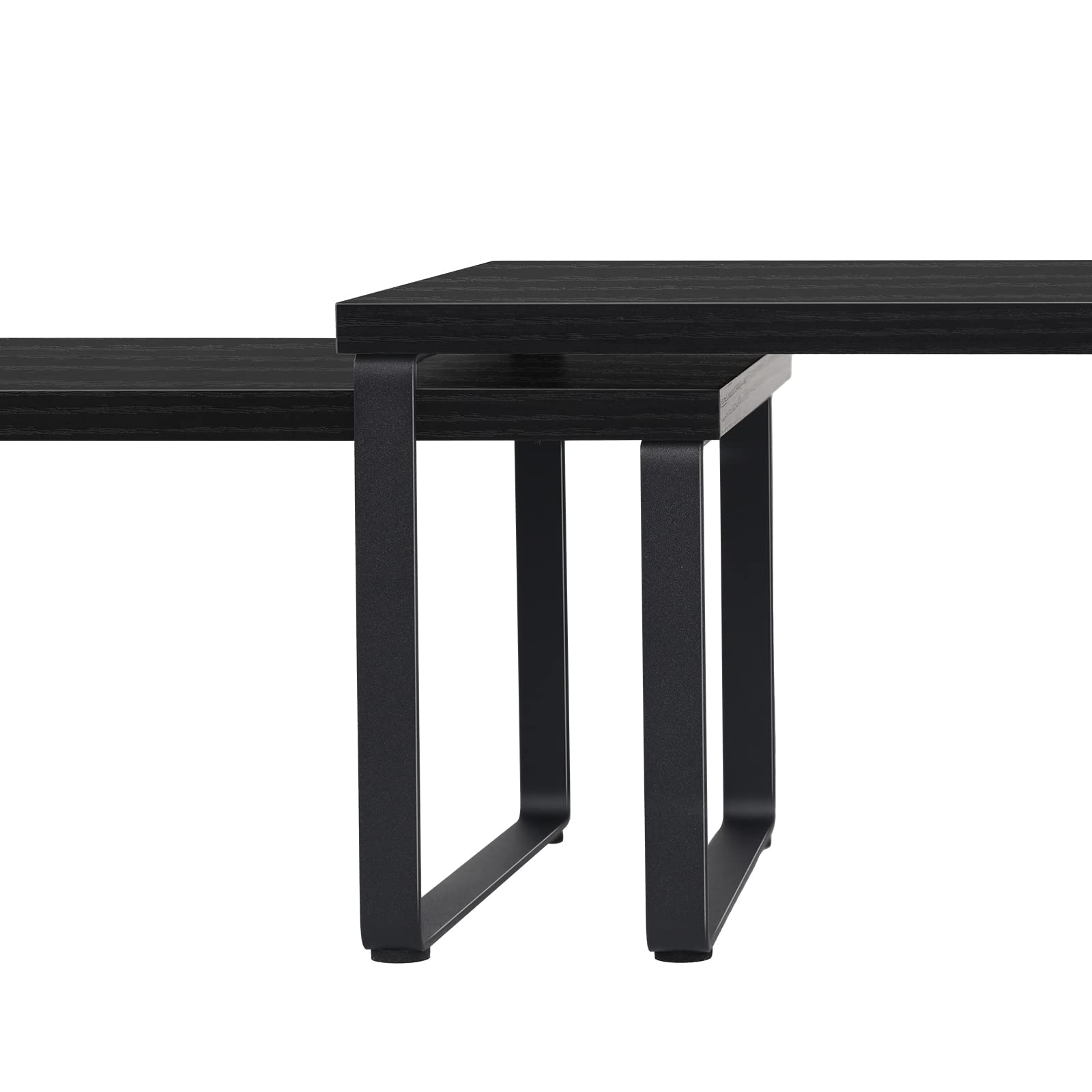 CADUKE 2-Pack Wooden Expandable Counter Shelf Organizer - Stackable Kitchen Cabinet & Pantry Storage Rack for Bathroom, Countertop, Office (Black) | Space-Saving Home Organization Solution