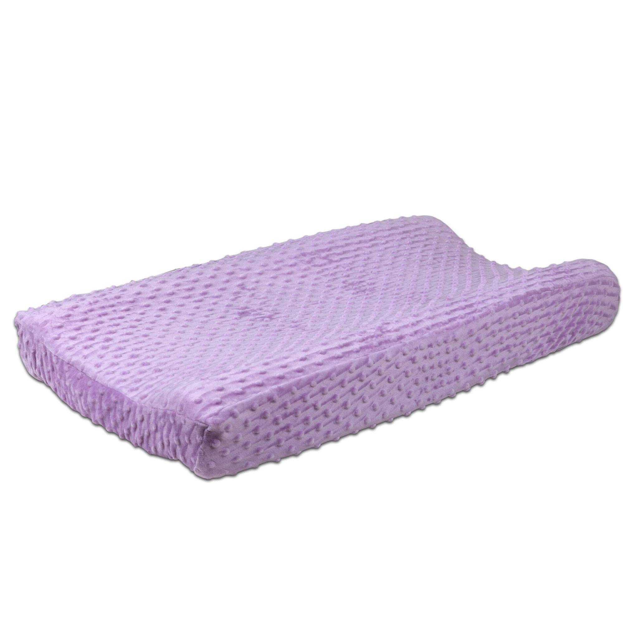 Premium Zoe Solid Purple Plush Minky Dot Baby Changing Pad Cover - Soft, Waterproof & Washable for Nursery, Diaper Changing Station & Travel Use