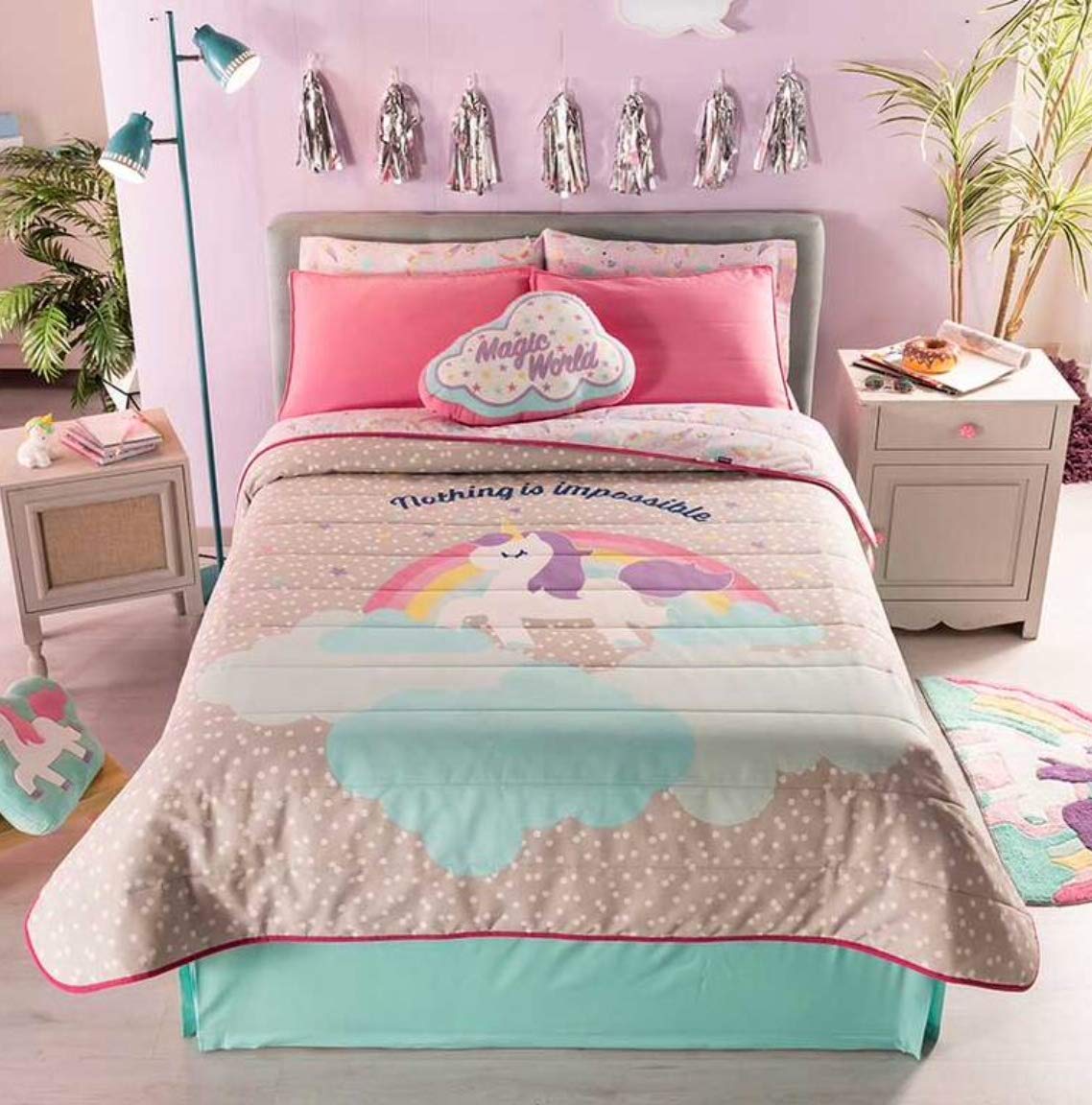 Unicorn Girls Blanket Set - Soft & Warm Rainbow Twin Bedding Comforter 3PCS for Teens - Perfect for Bedroom Decor, Sleepovers & Cozy Nights