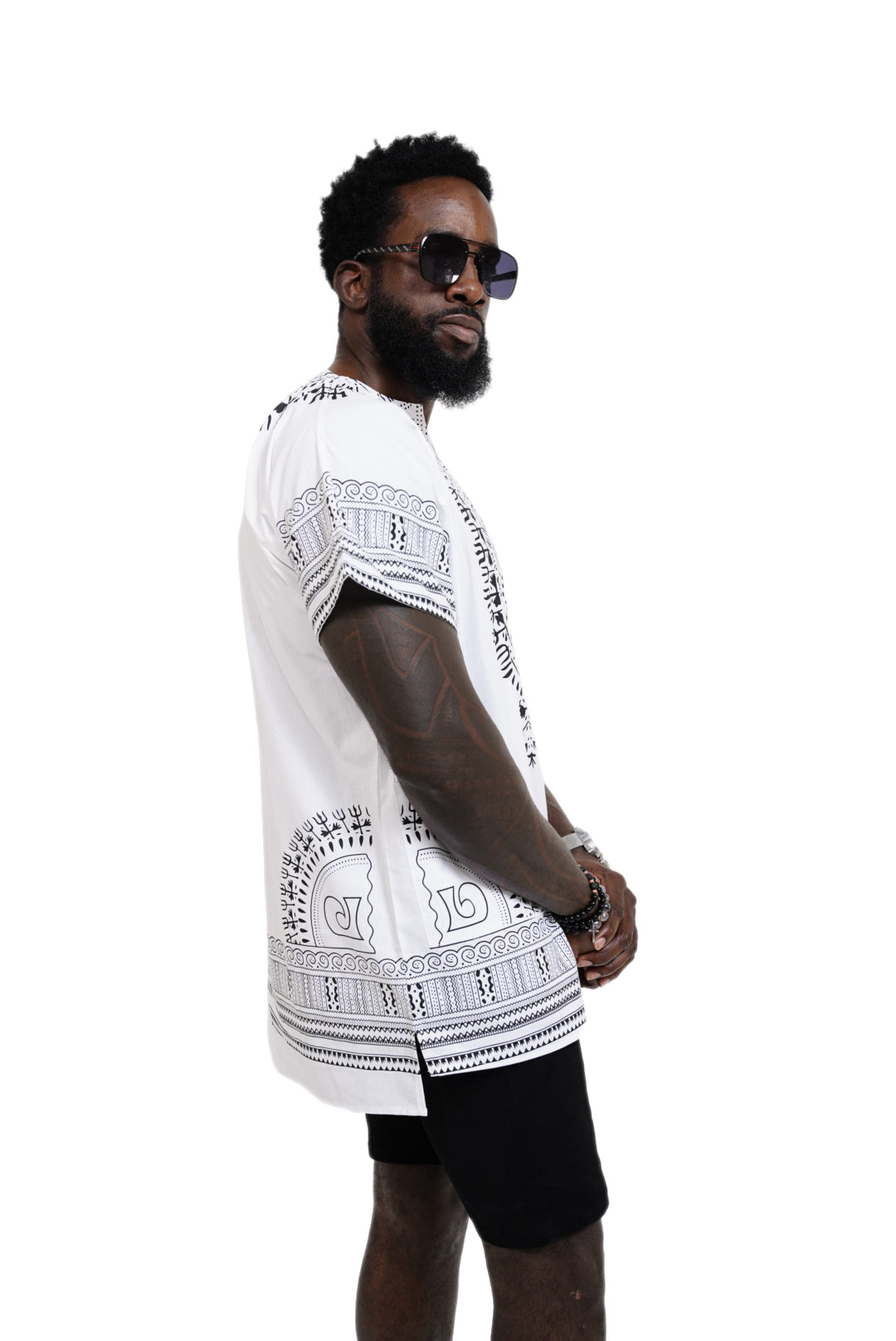 African Print Dashiki Shirt for Men & Women | White Unisex African Tunic | Festival Wear, Cruise Outfit, Concert Attire | DP3830M | Perfect for Cultural Events, Beach Vacations & Summer Parties
