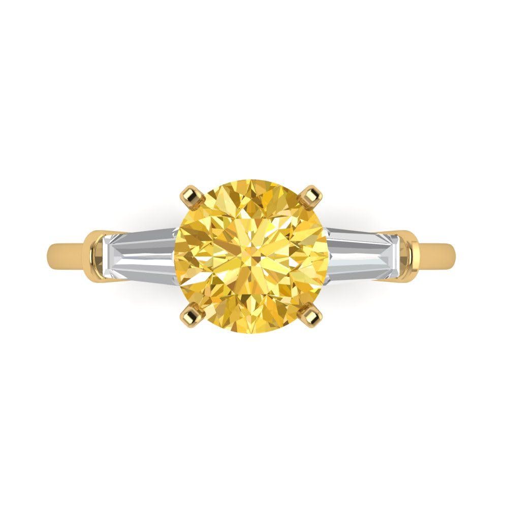 2.0ct Round Cut Yellow Simulated Diamond Ring - 18K Gold for Engagement & Wedding