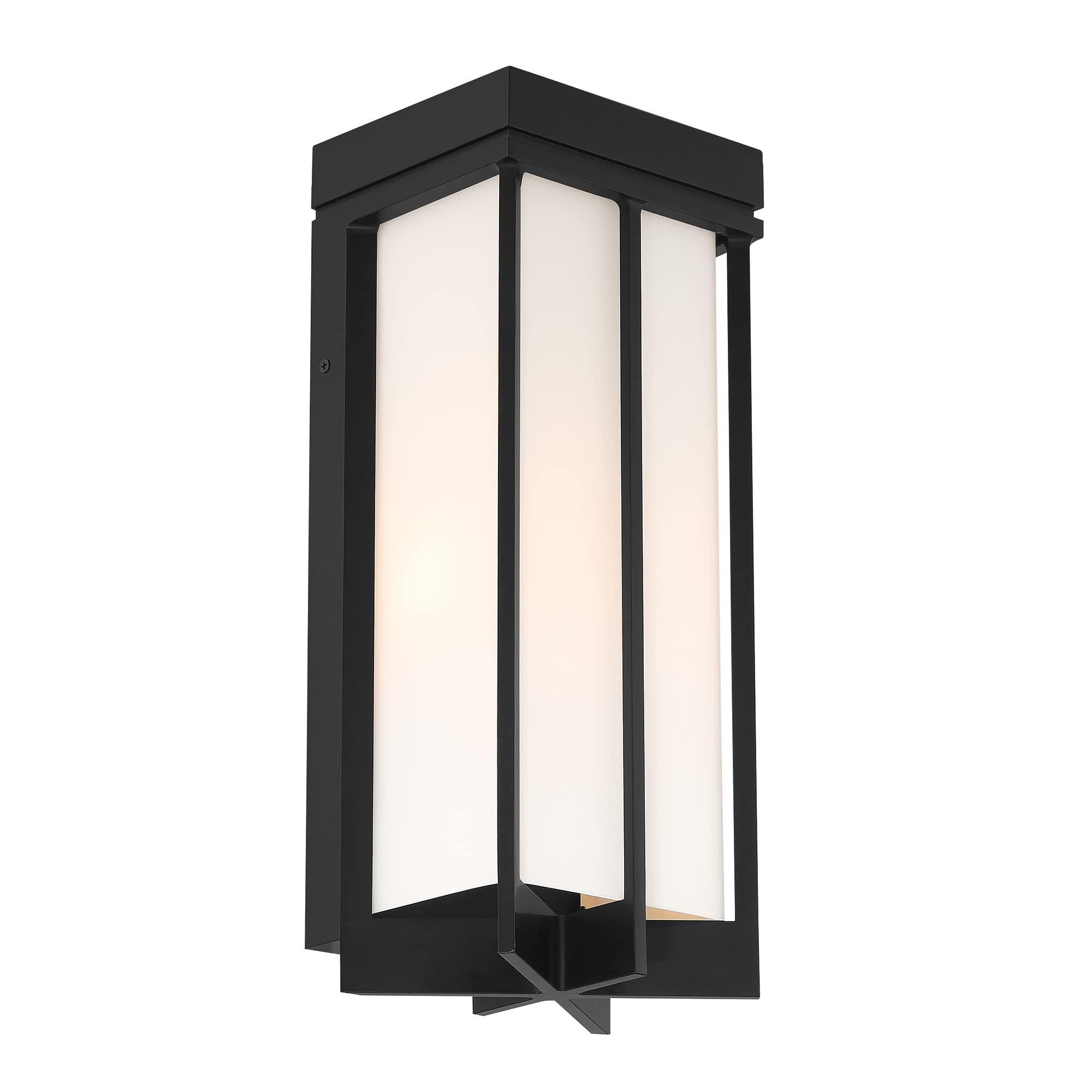 Designers Fountain EADS 1-Light Integrated LED Outdoor Wall Lantern Sconce - Matte Black (D248L-7OW-MB) - Weatherproof Exterior Lighting for Porch, Patio, Garden & Entryway