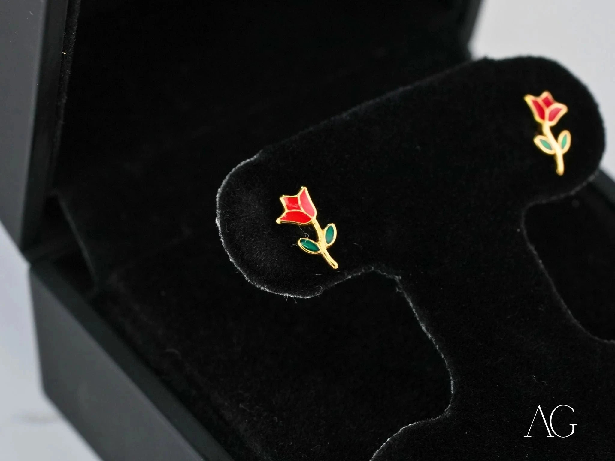 18k Gold Delicate Rose Stud Earrings for Women - Elegant Floral Jewelry Gift for Valentine's Day, Anniversary & Special Occasions