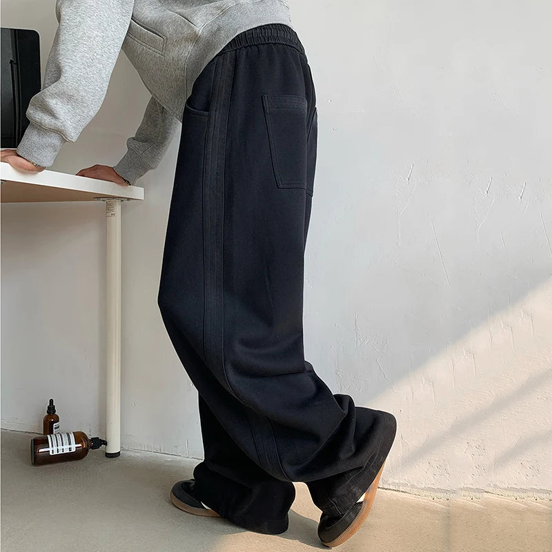 American Tie Dye Fleece Men's Casual Pants - 3D Side Webbing Drawstring Straight Wide Leg Trousers (Style 9C8930) | Comfortable Lounge Wear for Home, Yoga & Street Fashion