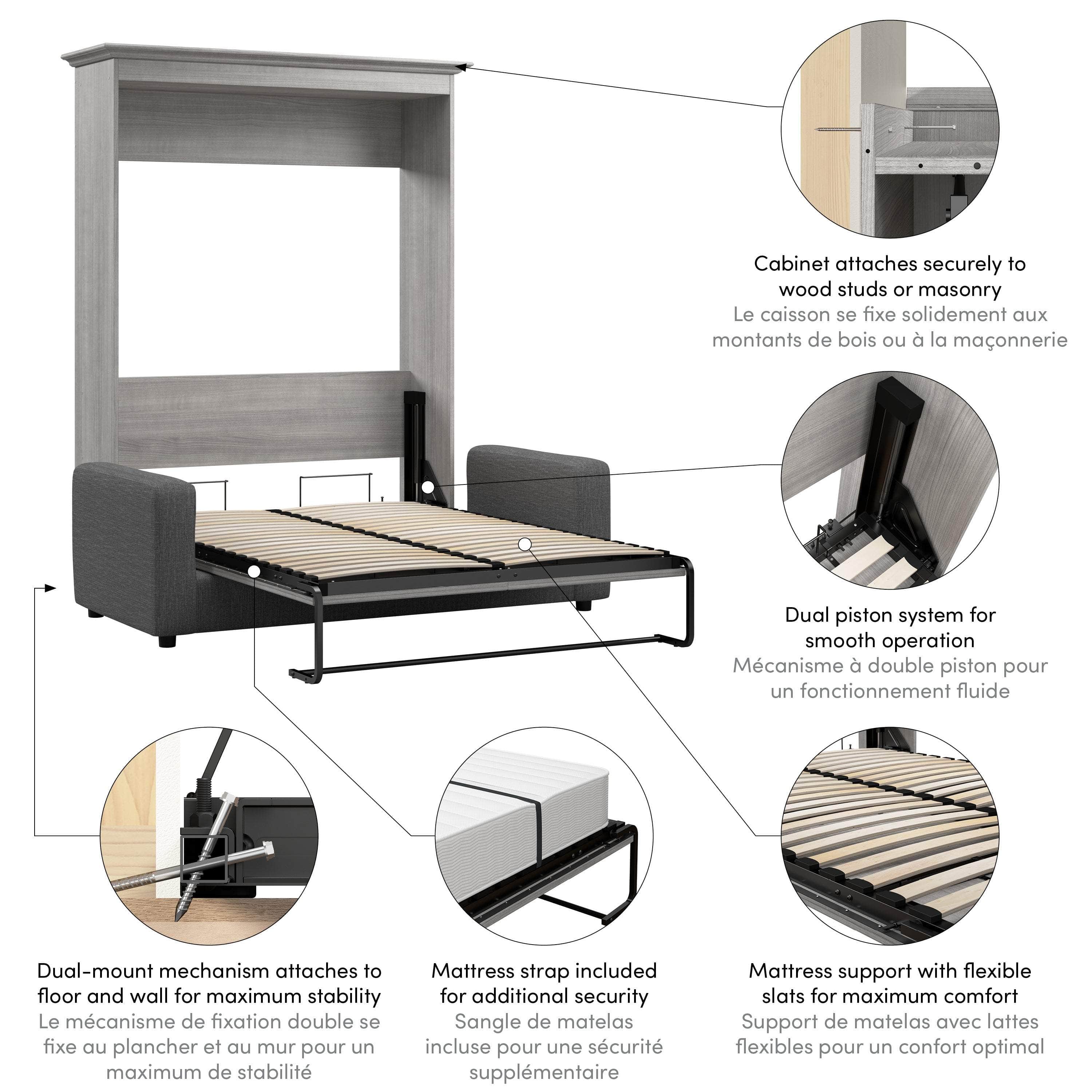 Space-Saving Full Murphy Wall Bed with Sofa - 2 Color Options | Perfect for Small Apartments, Guest Rooms & Studio Living