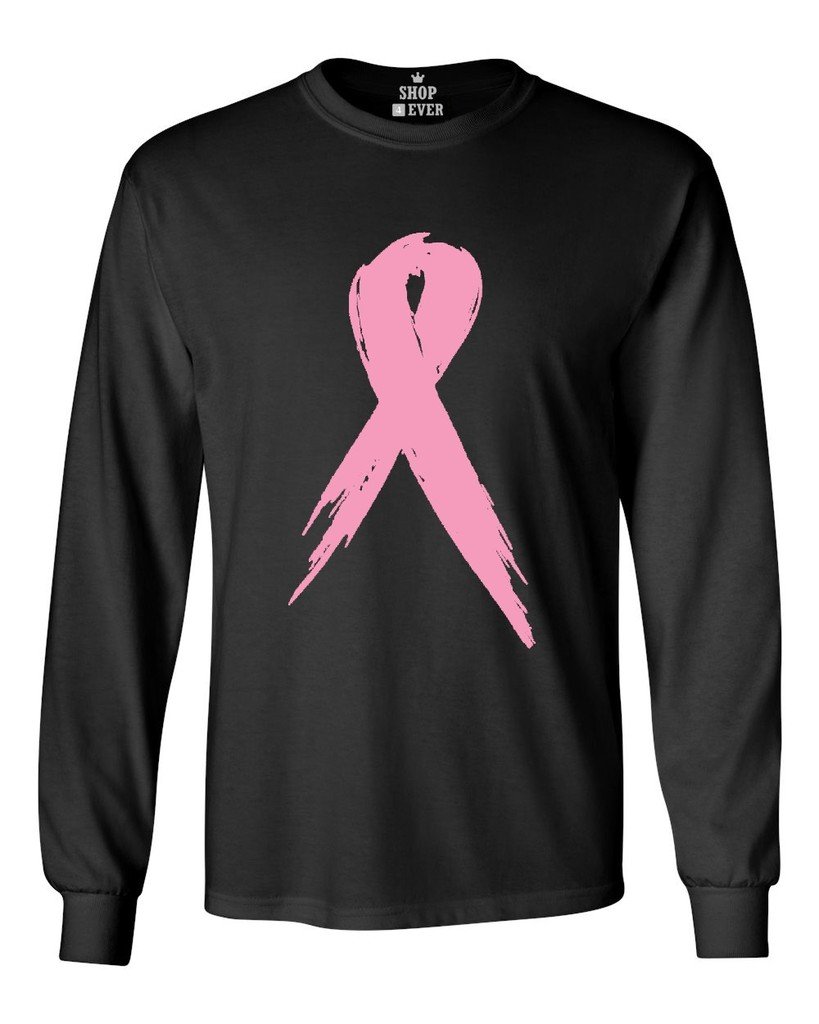 Pink Breast Cancer Ribbon Support Awareness Men's Long Sleeve Shirt - Comfortable Cotton Tee for Charity Events, Fundraisers & Everyday Wear