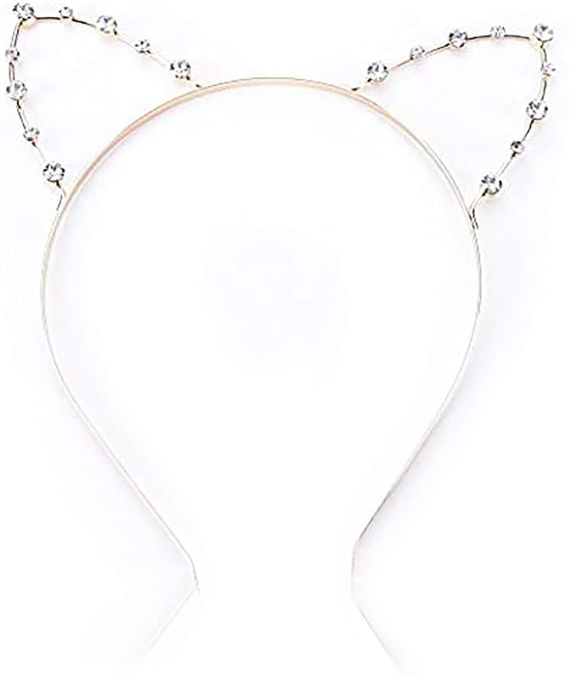 MALCXK 2 Pack Rhinestone Crystal Cat Ear Headbands for Women & Girls - Sparkling Masquerade Party Hair Accessories for Halloween, Cosplay, Costume Parties and Special Occasions