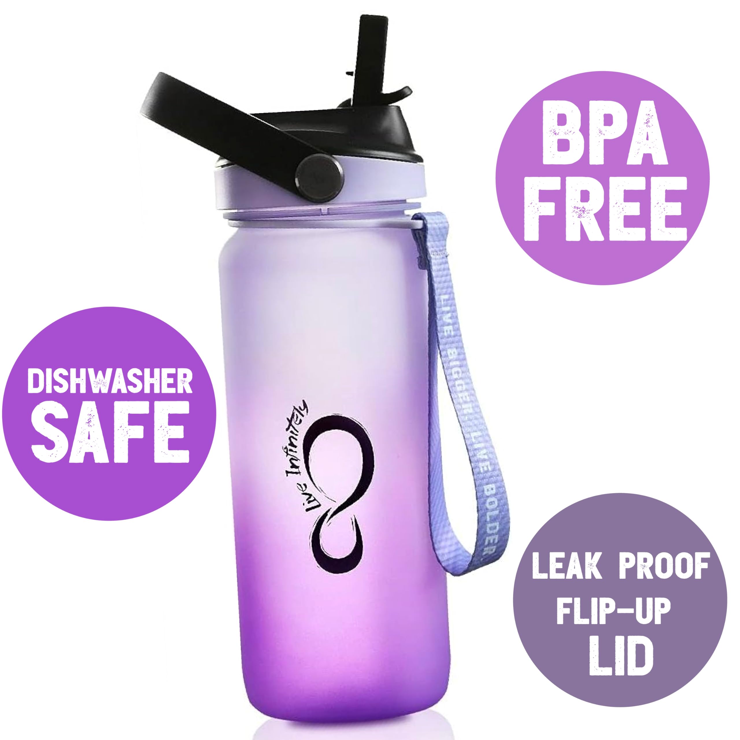 Live Infinitely 20oz Kids Water Bottle with Easy Sip Straw - BPA Free, Dishwasher Safe, Leak Proof - Perfect for School, Sports, and Outdoor Activities