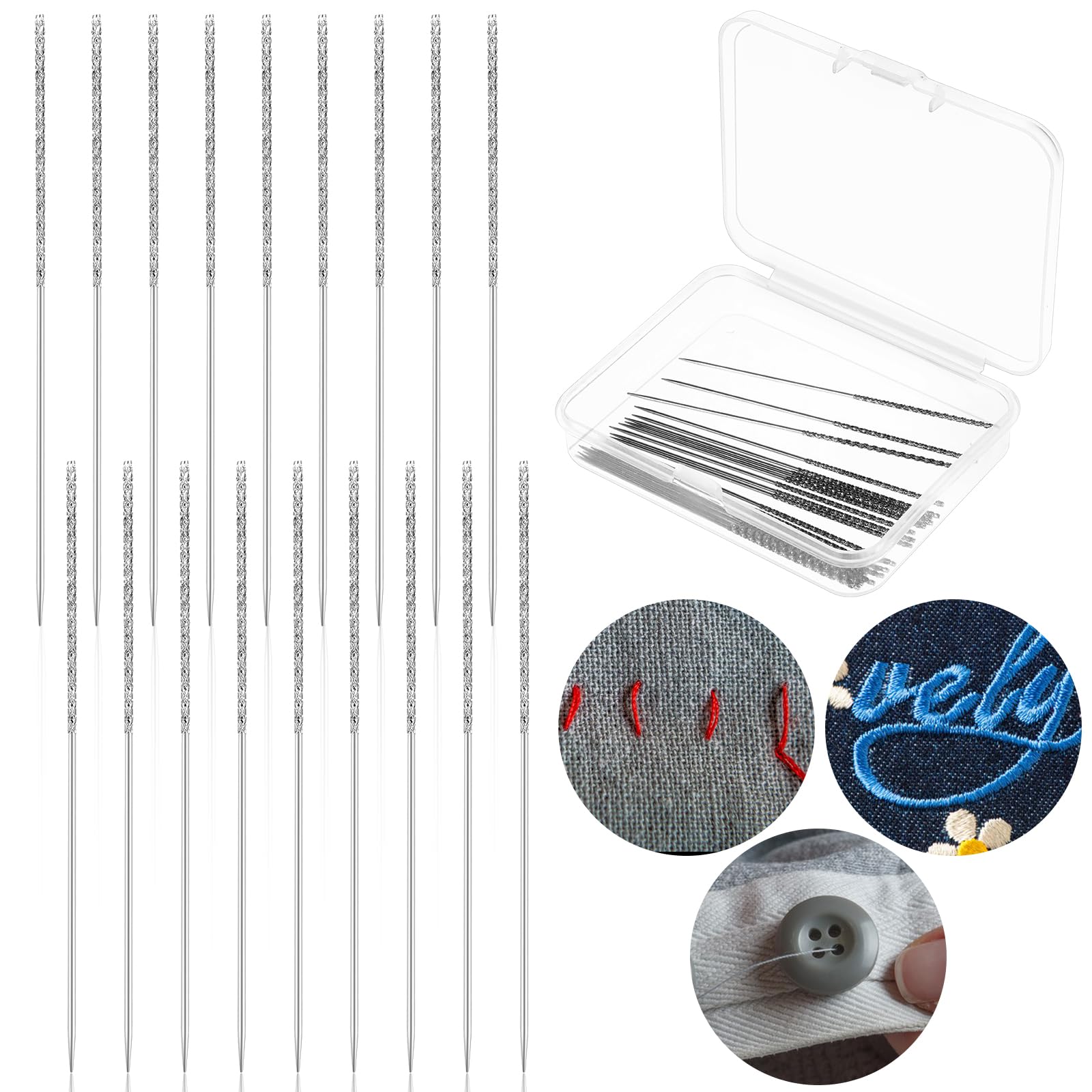 18 PCS Snag Repair Needle Kit - 2.36 x 0.03 Inch Professional Sewing Tools for Fixing Woven & Knit Fabrics, Leather Craft Stitching Needles - Perfect for Clothing, Drapes, Blankets & Home Textile Repair