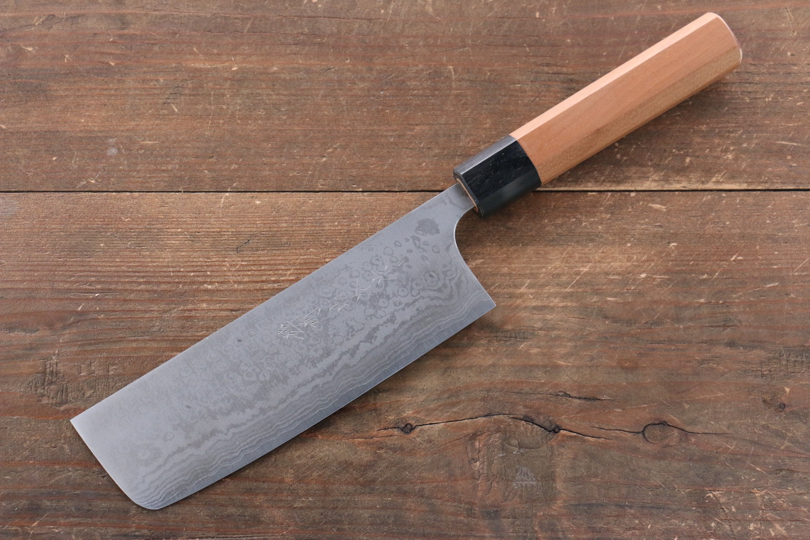 VG10 Damascus Nakiri Knife 165mm - Japanese Chef Knife with Cherry Blossom Handle - High Carbon Stainless Steel Blade for Precision Vegetable Cutting - Perfect for Sushi, Asian Cuisine & Home Cooking