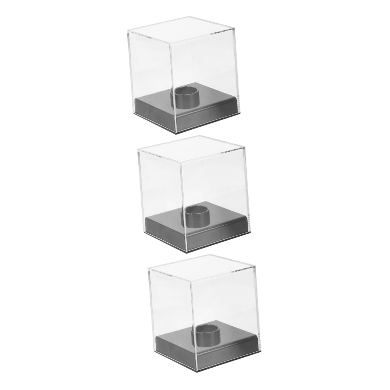 Amosfun 3-Piece Acrylic Baseball Display Case - Clear Baseball Trophy Box for Collectibles & Memorabilia - Perfect for Ball Storage, Showcase, or Sports Room Decor