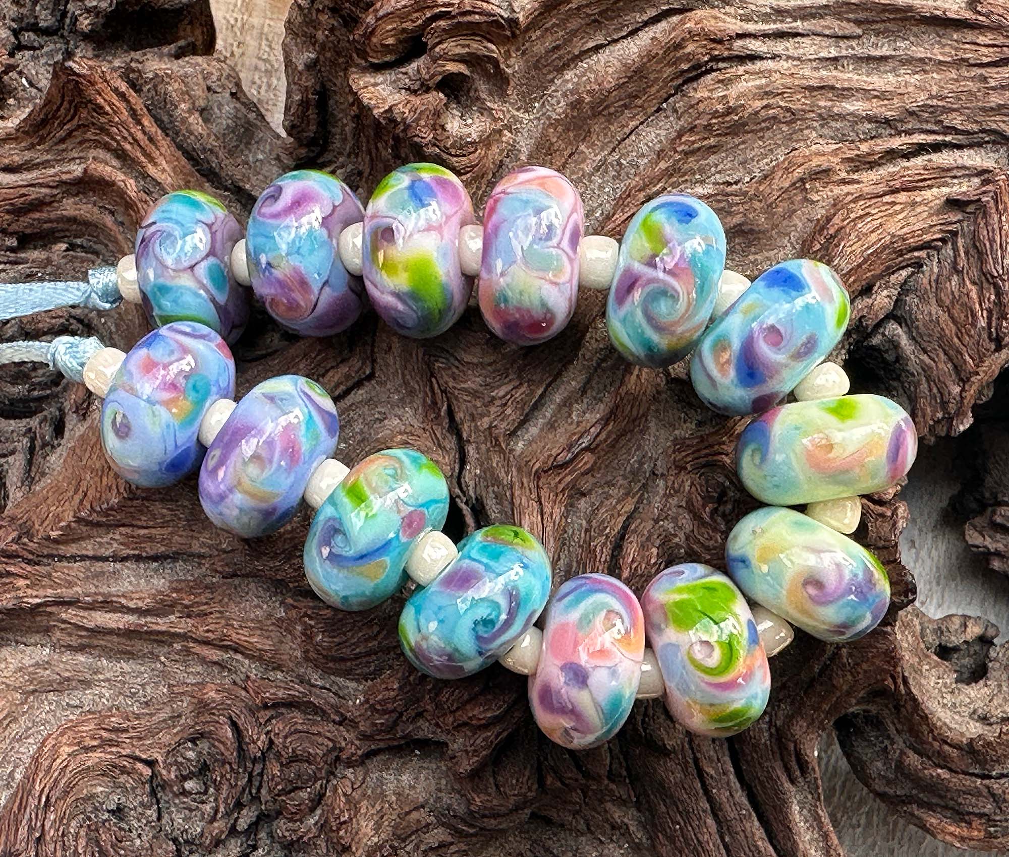 Handmade Lampwork Beads Set - Candy Bouquet Blue Glass Beads for Jewelry Making, DIY Crafts | Perfect for Necklaces, Bracelets, Earrings & Gift Making