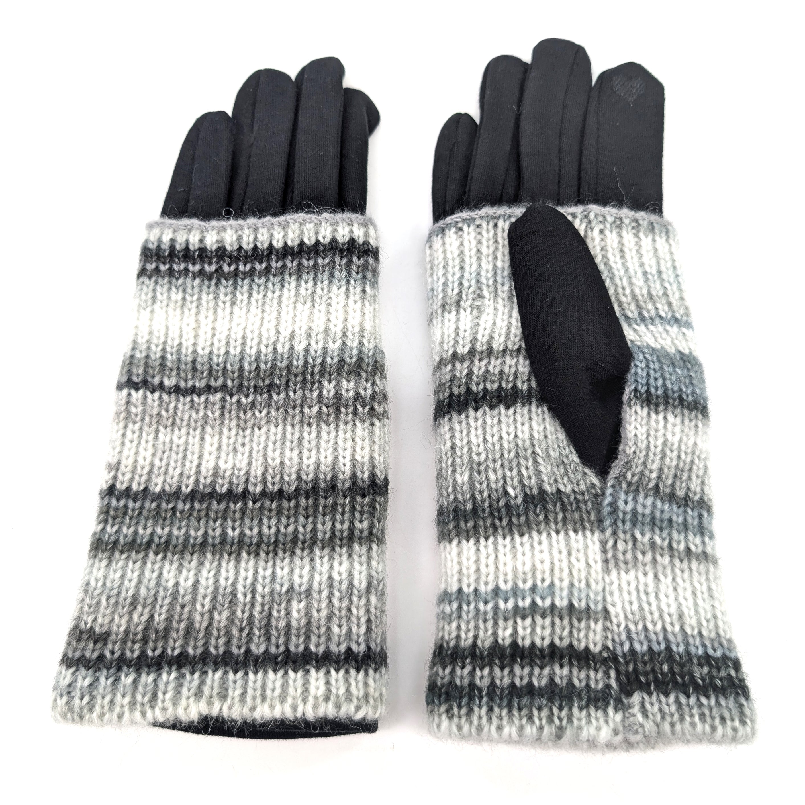 Multi Striped Two-in-One Gloves for Winter - Snowy Charcoal | Warm & Stylish Touchscreen Gloves for Skiing, Snowboarding & Outdoor Activities