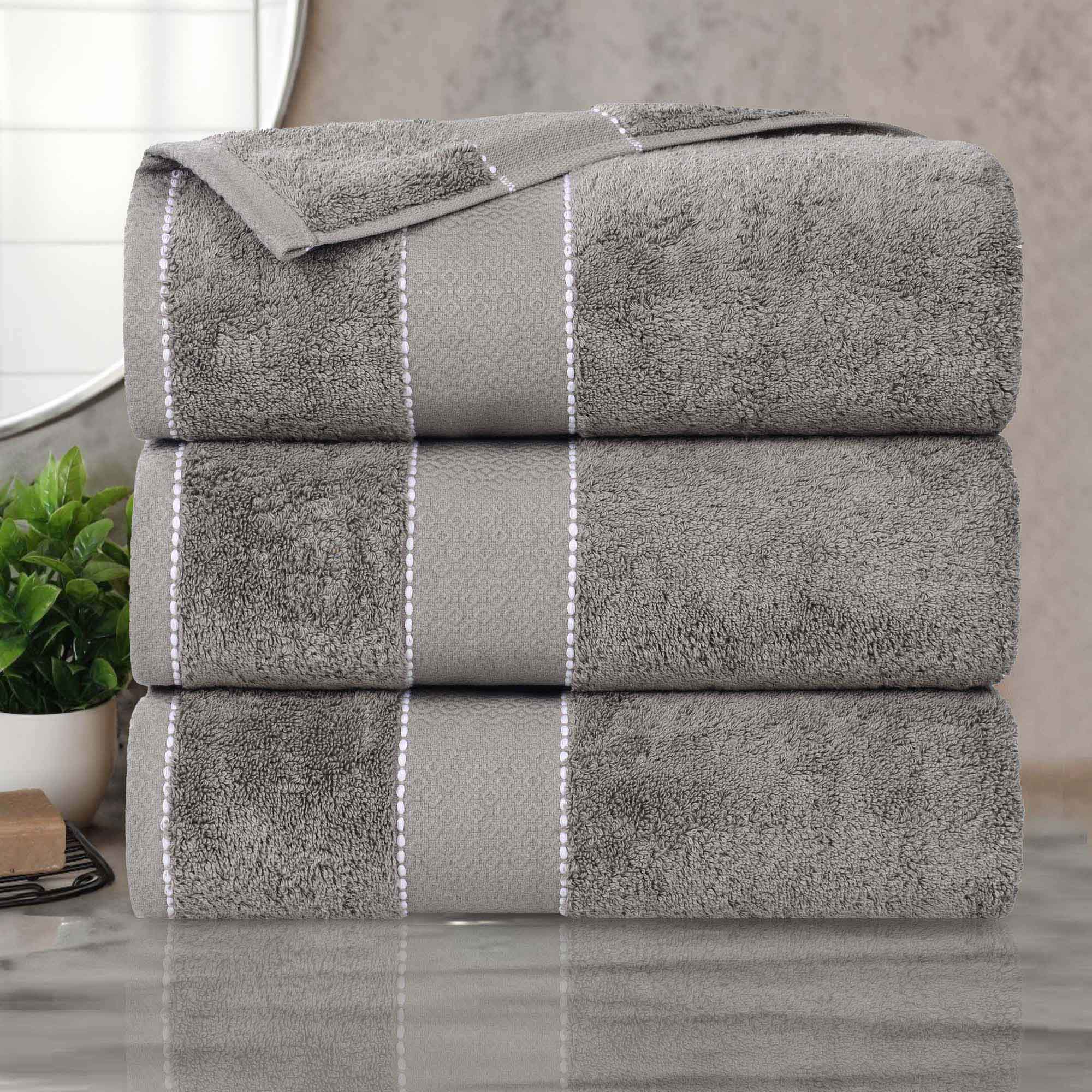 Premium Egyptian Giza Cotton Bath Towel Set of 3 - Ultra Absorbent, Soft & Luxurious - Perfect for Spa, Bathroom & Beach Use