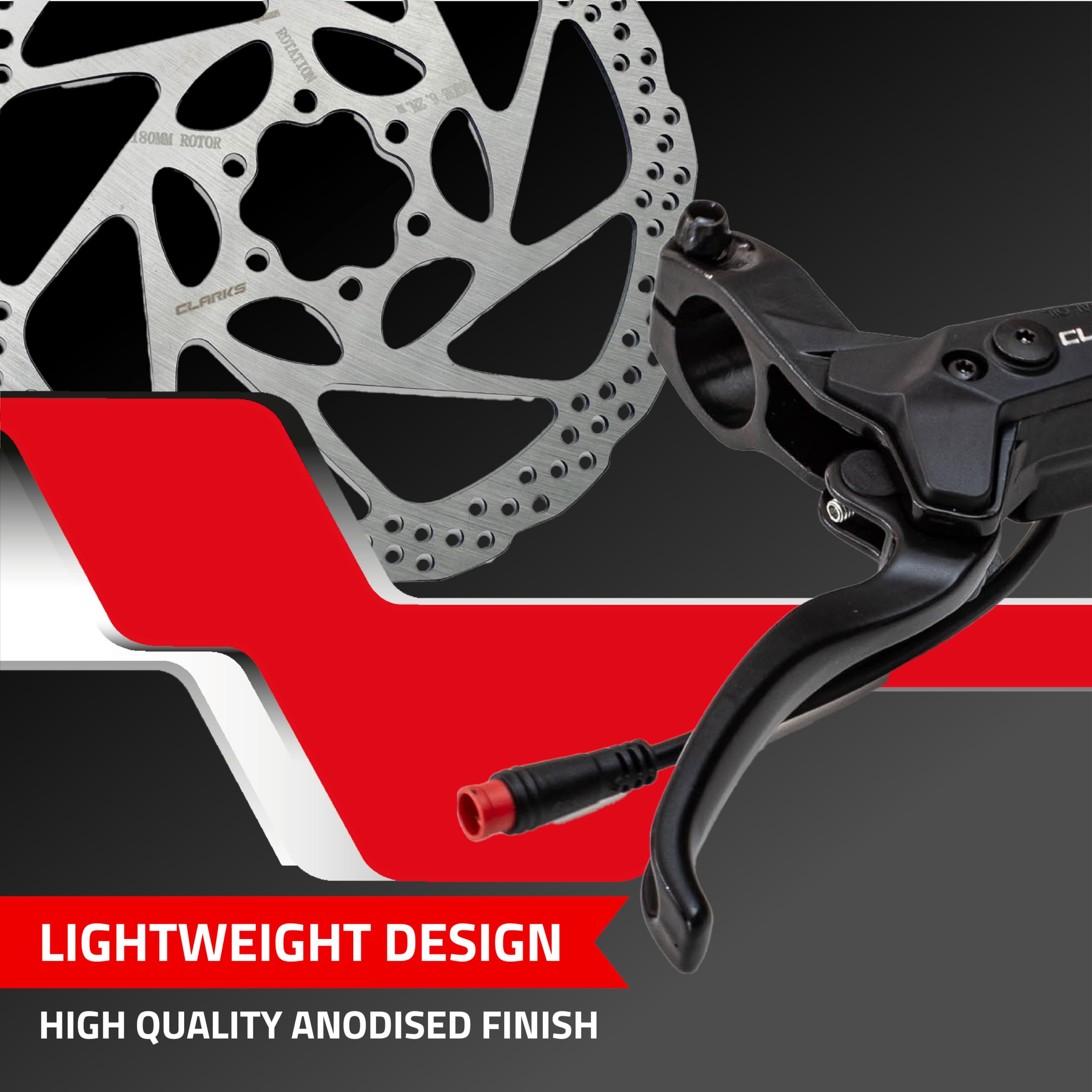 Clarks Hydraulic Disc Brake Set - Premium Mountain Bike Braking System for MTB, Road & E-Bikes | Smooth Stopping Power for Trail Riding & Commuting