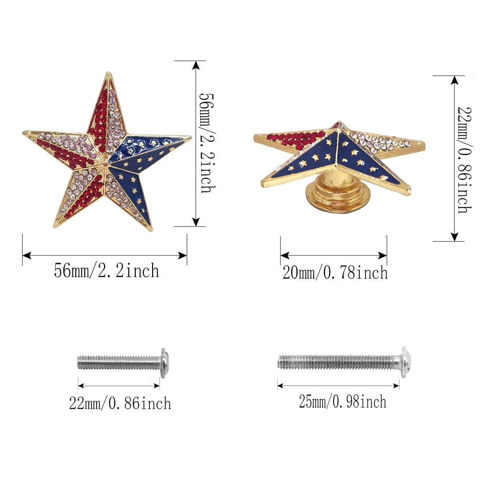 Navy Star Cabinet Knobs 4Pcs - Unique Five-Pointed Star Drawer Pulls for Cabinet, Dresser, Wardrobe - Elegant Hardware for Home, Hotel & Kitchen Furniture - Perfect for Modern Bedroom, Bathroom & Office Decor