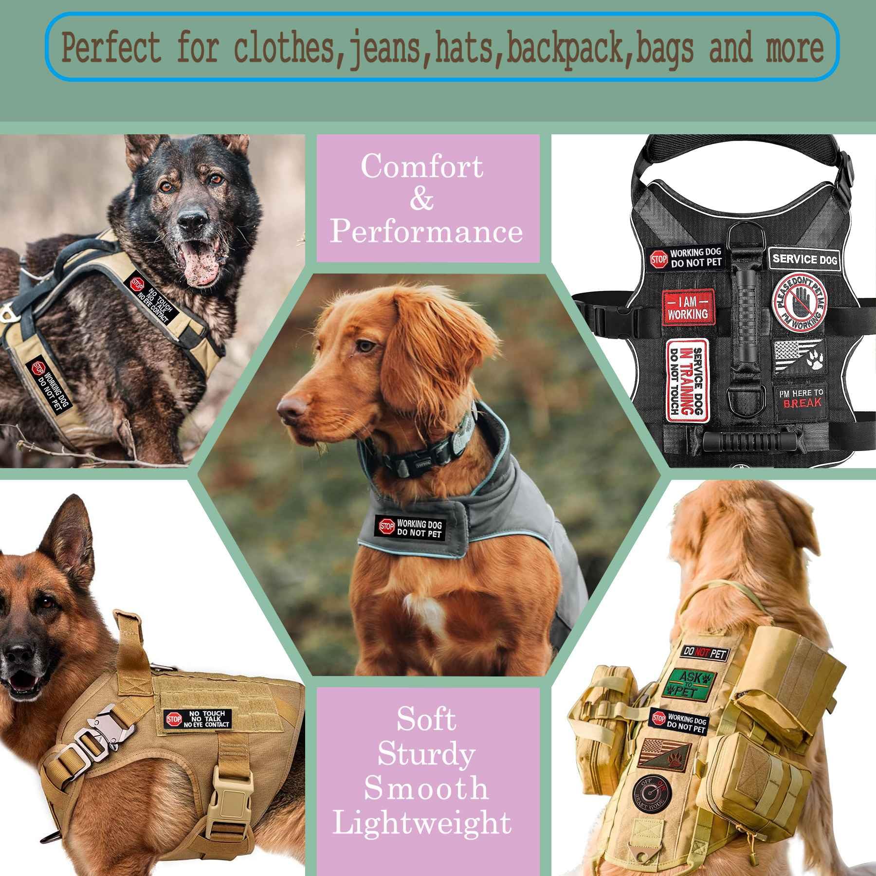 Service Dog Tactical Patch - No Touch No Talk No Eye Contact Embroidered Emblem for Dog Vests & Harnesses | Hook & Loop Fastener | Perfect for Training, Public Outings & Service Animal Identification
