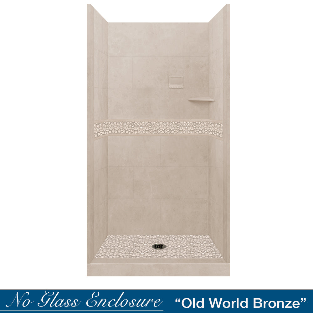 Alcove Brown Sugar Sistine Stone & Pebble Stone Accent Tiles - DIY Shower Remodel Kit for Bathroom Wall and Floor Decoration | Waterproof Natural Stone Mosaic for Spa, Pool, and Backsplash Design
