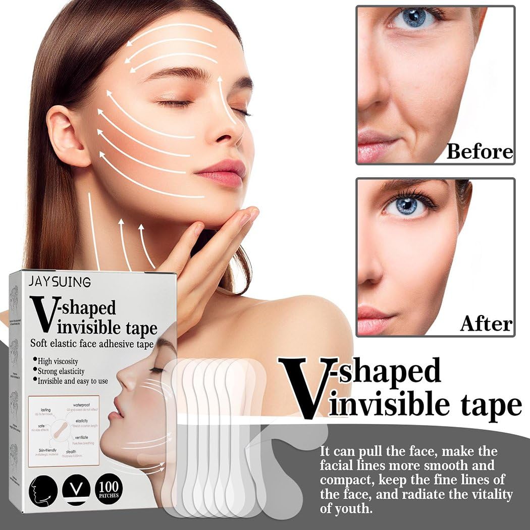 Upgraded Face Lift Tape - Invisible & Waterproof for Double Chin & Wrinkles - Beauty & Daily Use