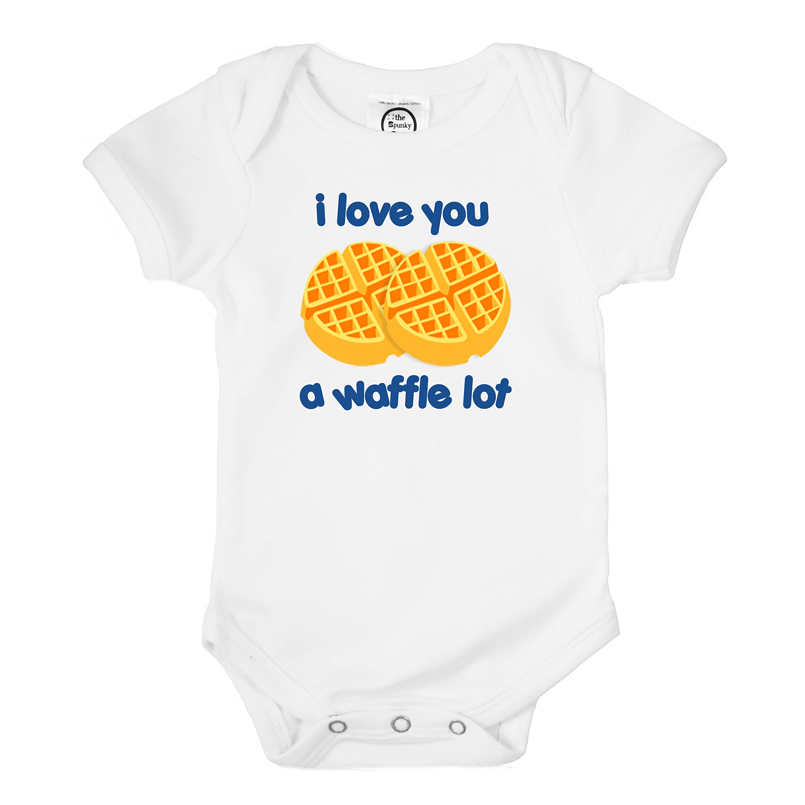 Organic Unisex Baby Bodysuit - 'I Love You A Waffle Lot' Cute Pun Onesie | Soft Cotton Infant Romper for Newborns, Baby Showers & Photo Shoots