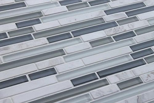 10 Sq Ft Bliss Iceland Marble & Glass Linear Mosaic Tile - Waterproof Peel & Stick Backsplash for Bathroom Walls, Shower Surround, Kitchen Backsplash - Easy DIY Home Renovation