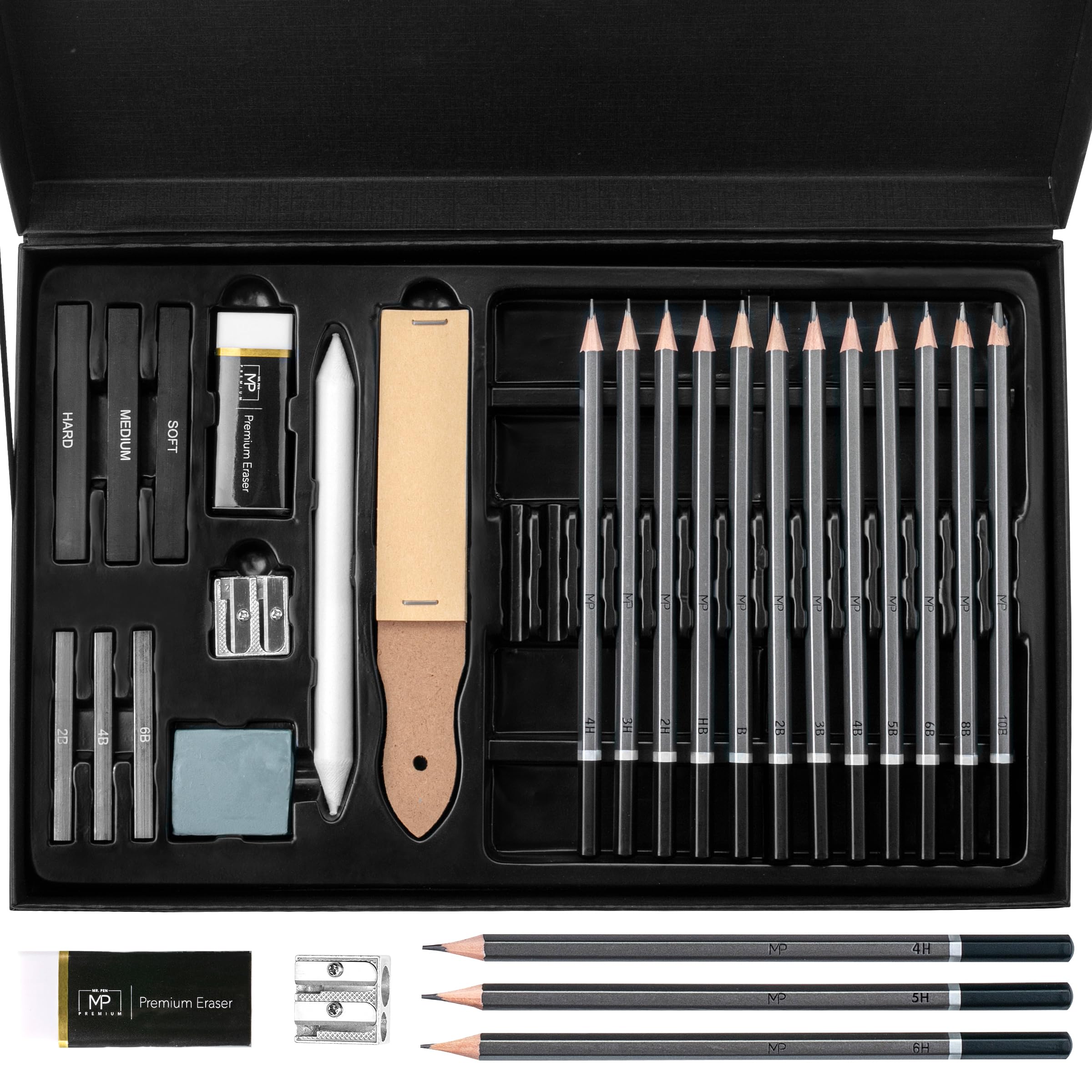 Mr. Pen 25-Piece Sketching Pencils Set - Professional Graphite Drawing Pencils for Artists, Sketching & Shading | Perfect for Beginners, Art Students & Professional Illustrators | Ideal for Portraits, Landscapes & Technical Drawings