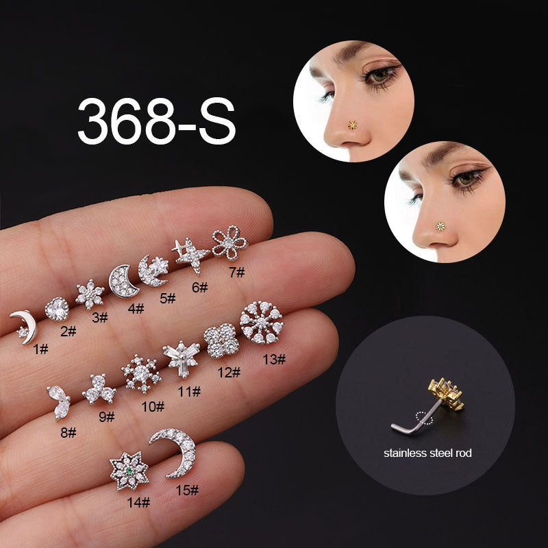 20G Surgical Steel Crescent Moon L Bend Nose Ring - Hypoallergenic Body Jewelry for Sensitive Skin | Perfect for Cartilage, Septum, or Nostril Piercing | HSPJ368