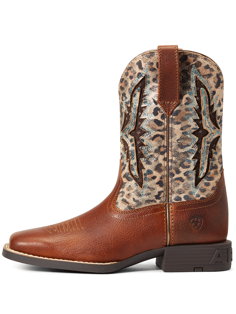 Ariat 10040258 Youth Koel VentTek Western Boot - Metallic Leopard & Spiced Cider - Breathable & Comfortable Cowgirl Boots for Riding, Rodeo & Western Fashion