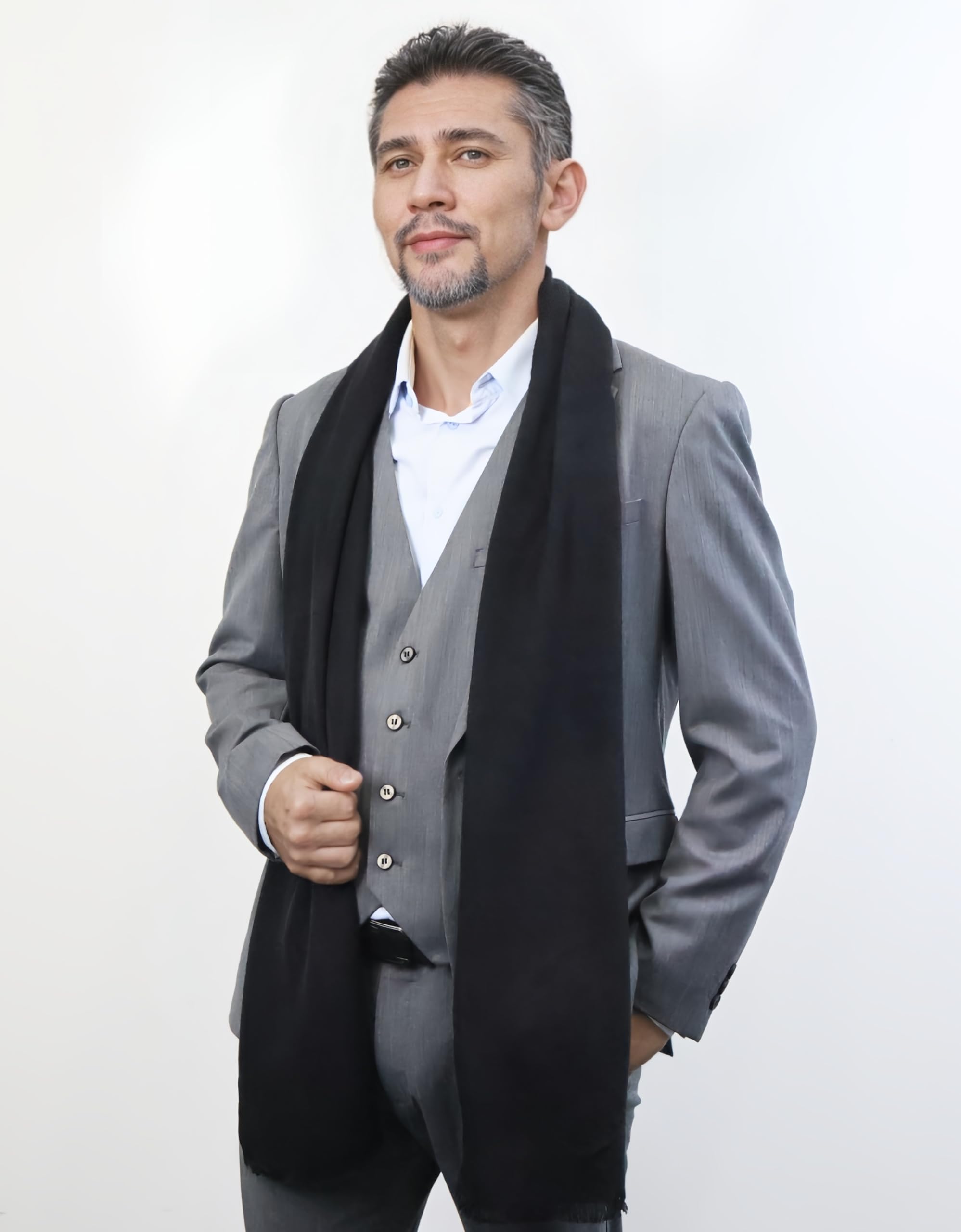 Premium Men's Cashmere Feel Scarf - Soft Winter & Autumn Fashion Accessory with Elegant Tassels - Perfect for Cold Weather, Office Wear & Outdoor Activities