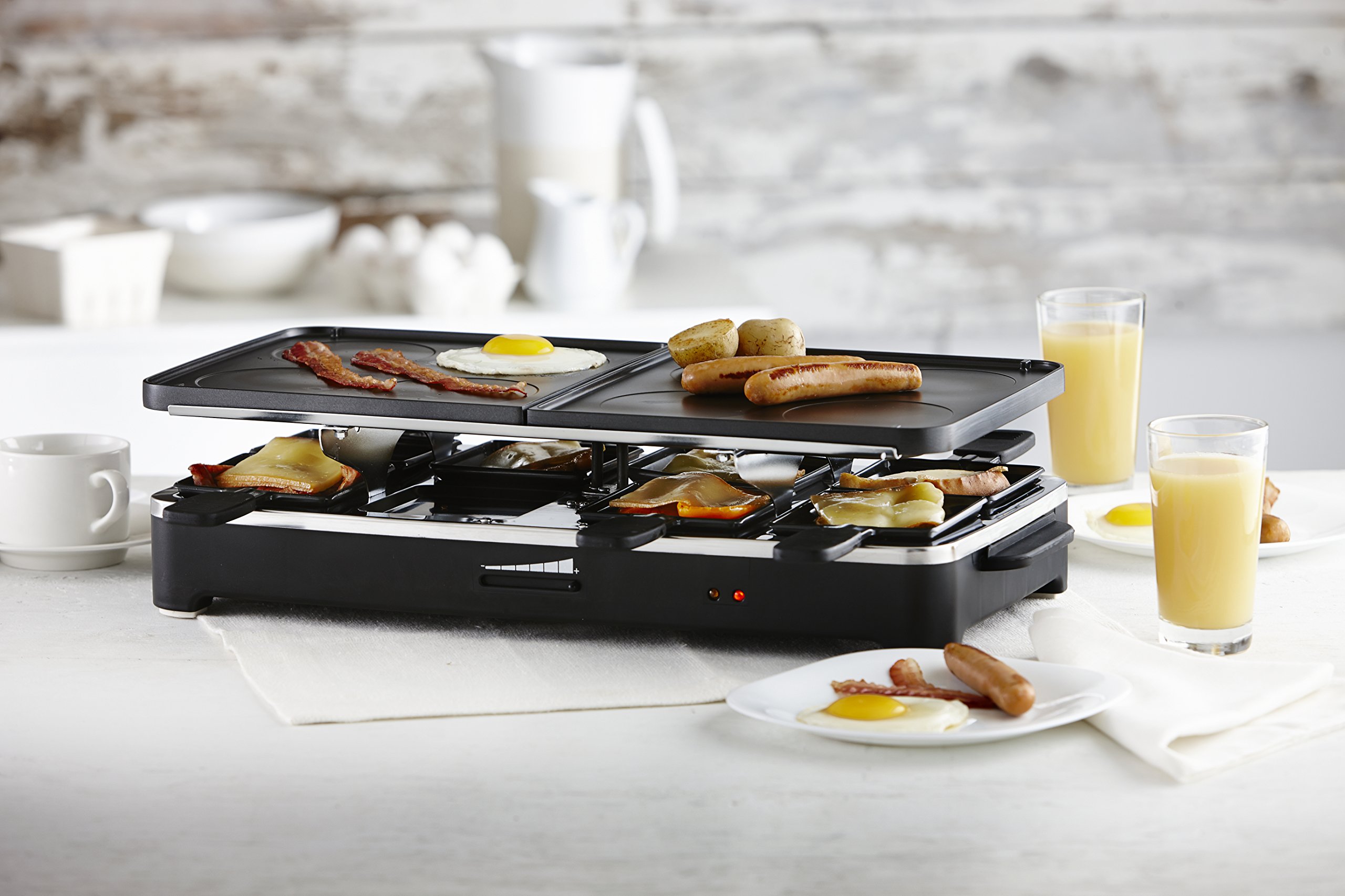 Trudeau 0539331 Fiesta Raclette & Reversible Grill Set, Black - Perfect for Parties, Family Gatherings & Indoor/Outdoor Dining
