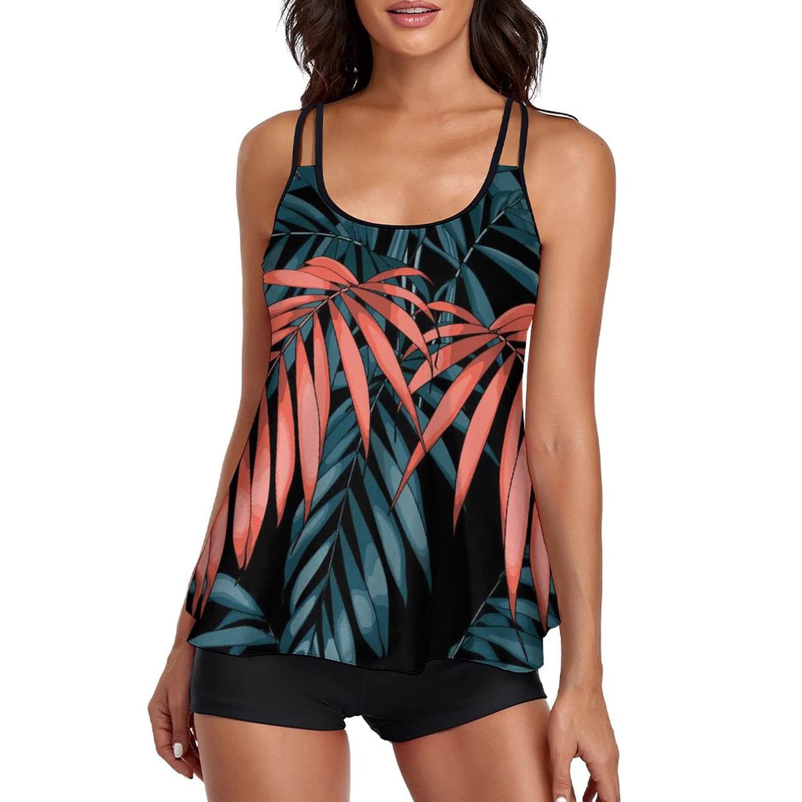 Women's Loose Fit Tankini Swim Dress Two Piece Bathing Suit with Shorts & Spaghetti Straps - Casual Beachwear for Swimming, Vacation & Summer | Perfect for Pool Parties, Beach Trips, Tropical Getaways | Ideal for Resort Wear, Cruise Vacations | Great for Surfing, Snorkeling, Beach Yoga | Best for Summer Travel, Seaside Relaxation | Comfortable for Lounging, Water Sports & Outdoor Activities