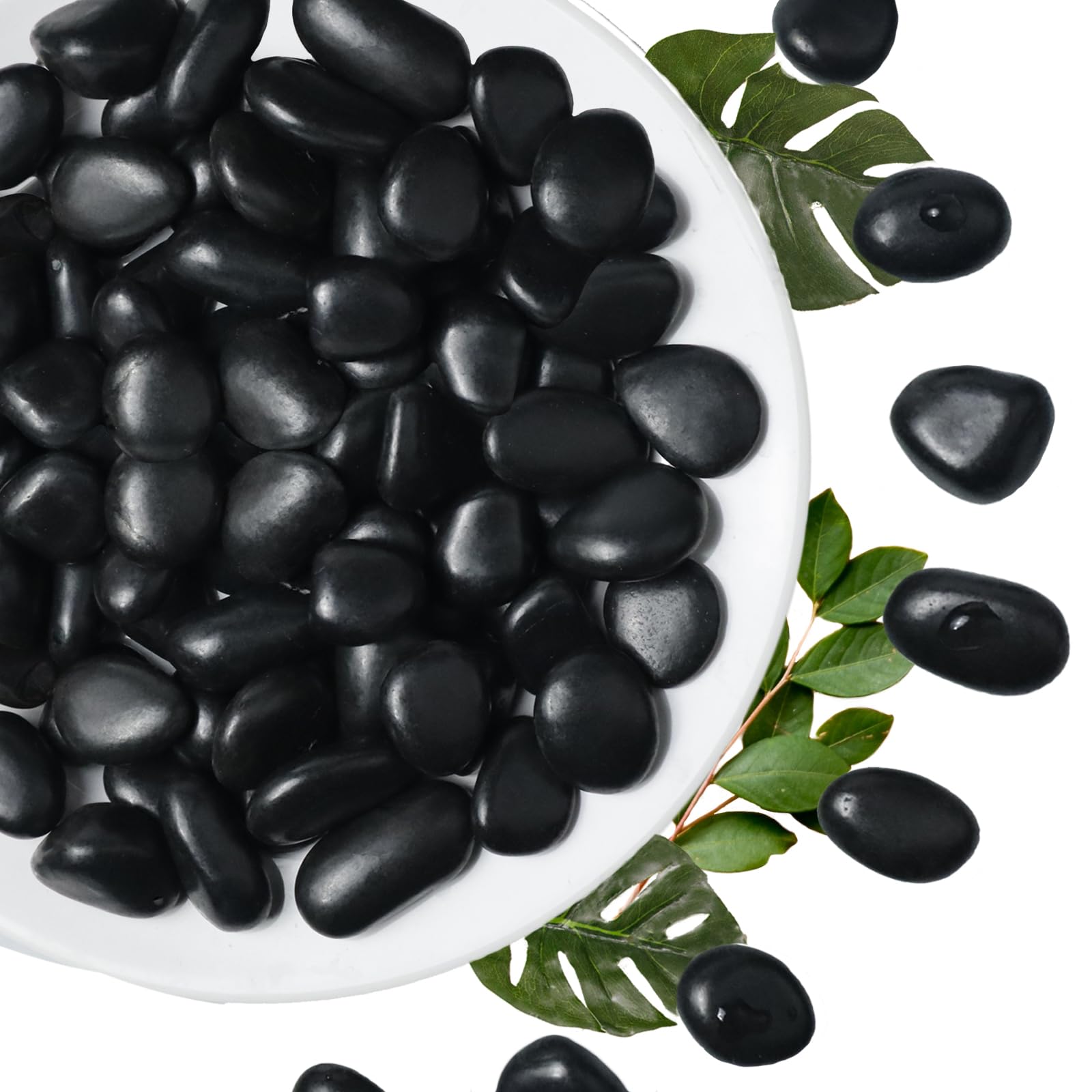 5Ib Black River Rock - Decorative Stones for Indoor Plants & Outdoor Landscaping - 0.3