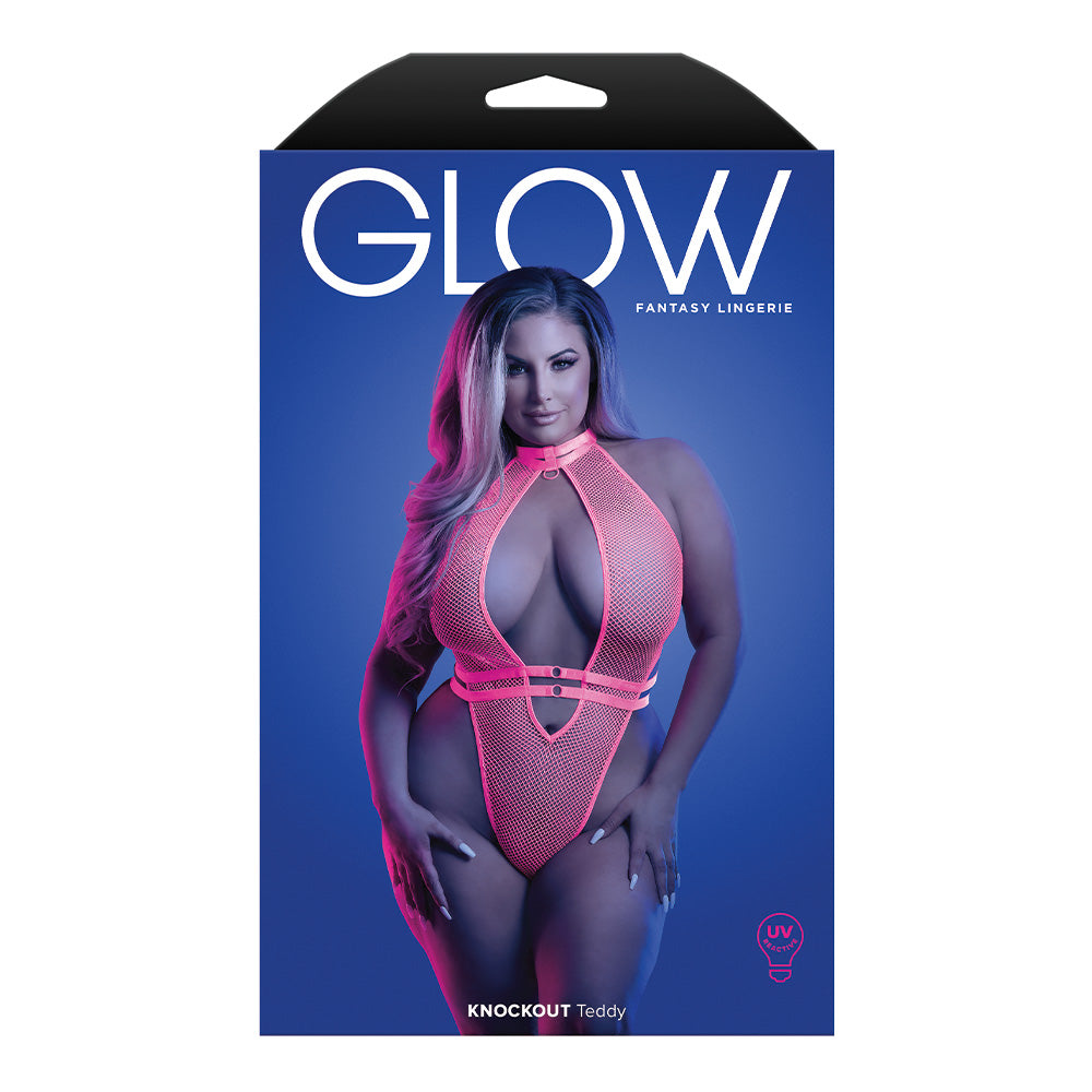 Sexy Fantasy Lingerie Set - Glow in The Dark Plunging Neckline Cutout Teddy with Collar for Curvy Women | Perfect for Valentine's Day, Anniversary Gifts & Boudoir Photography